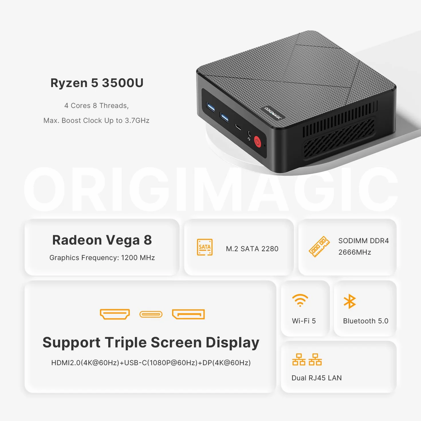 Mini PC C4 Air Ryzen 5 3500U 8GB DDR4 256GB Triplo display Pre-OS11 Pro WiFi 5 BT5.0 Doppia Ethernet Computer desktop per ufficio