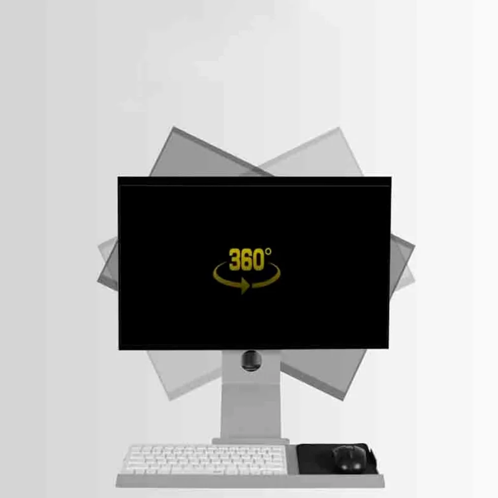 Supporto per monitor Swivel Head Silver Monitor Stand with Plain Keyboard Tray Non-Foldable Single Screen Supporto per monitor da scrivania