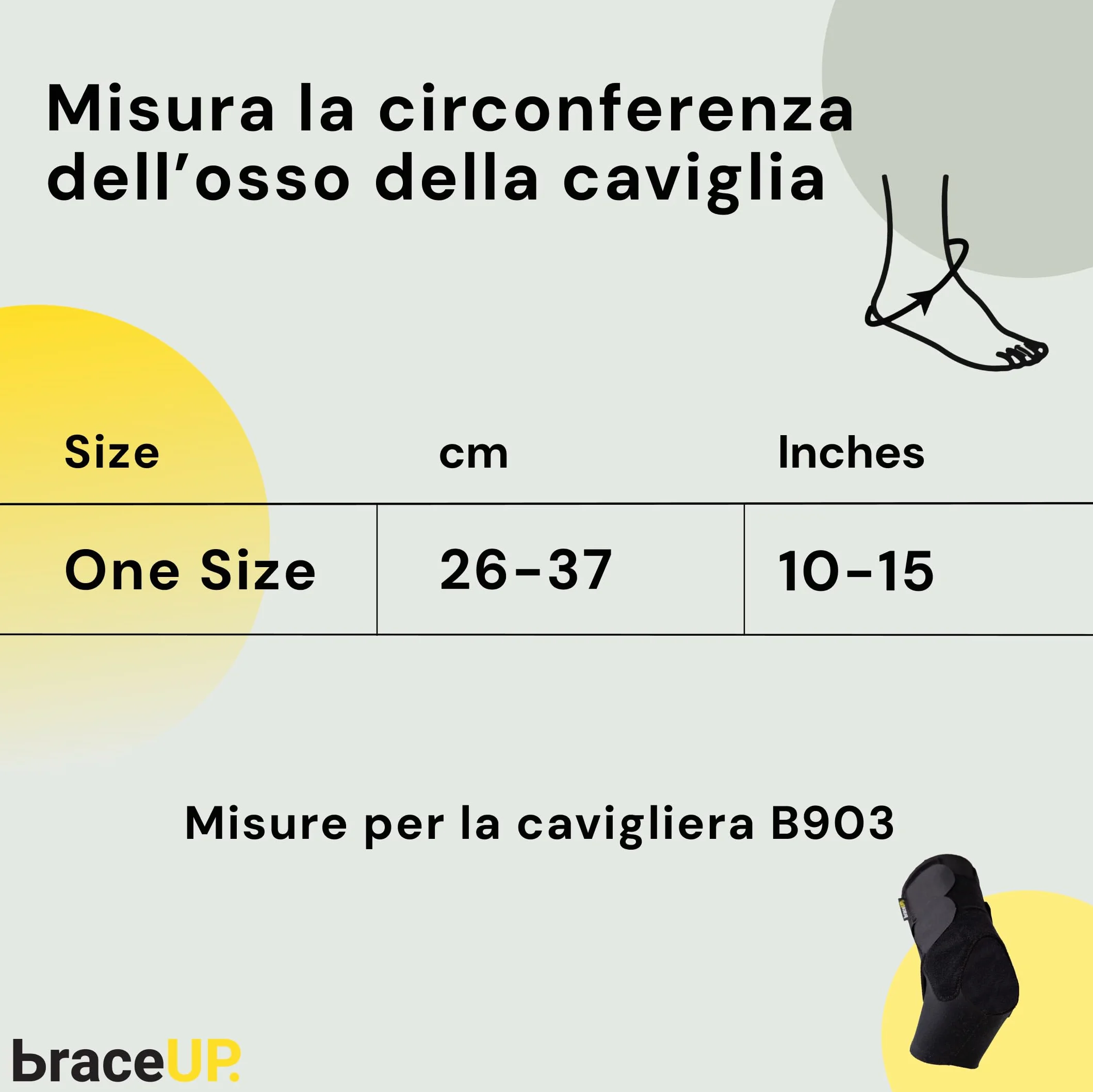 BraceUP Cavigliera Ortopedica uomo donna - Tutore caviglia sportivo per distorsione, stabilità, dolore piede, slogatura, tendinite d'Achille