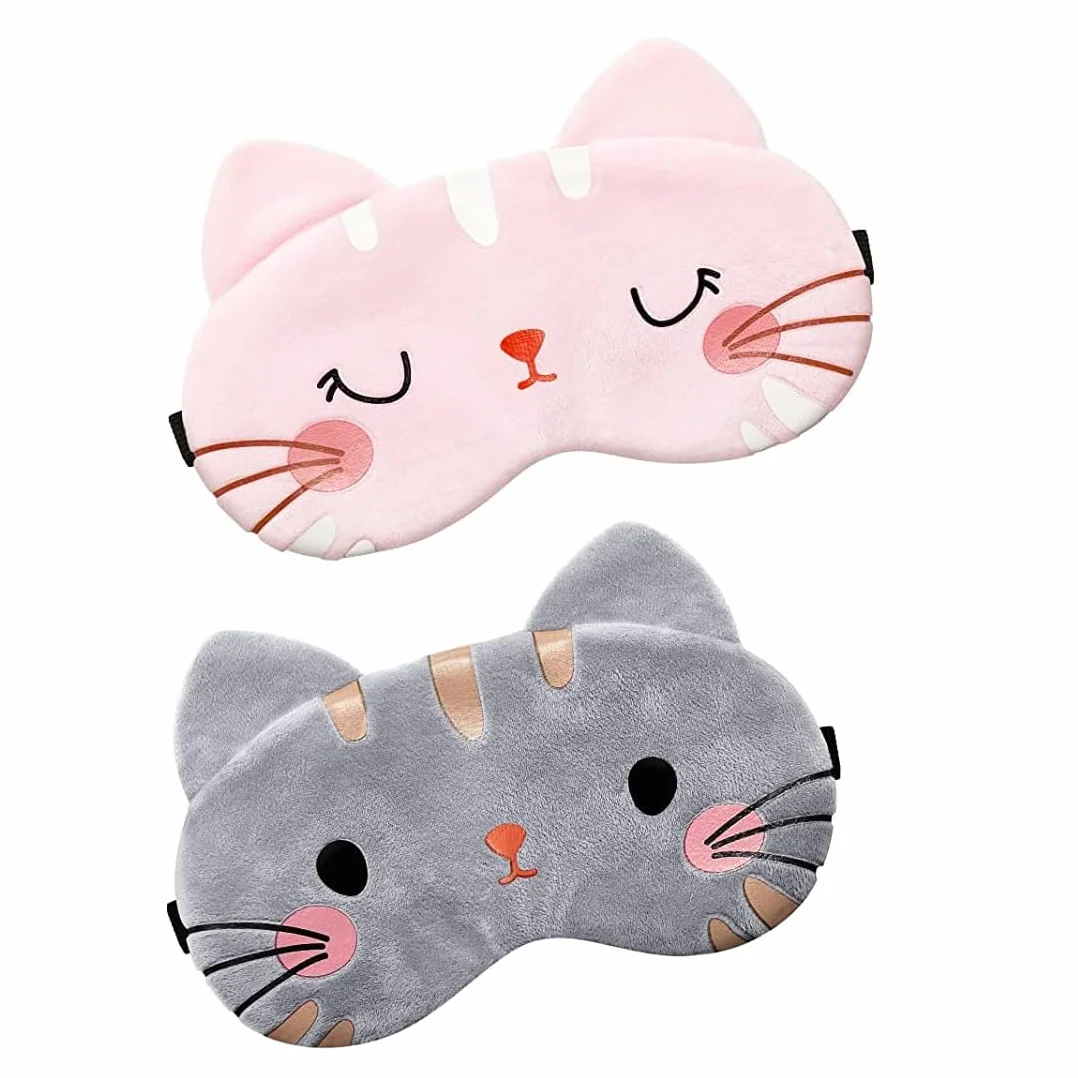 2 Pezzi Maschera per Dormire Animali Bambini Peluche Mascherina Occhi