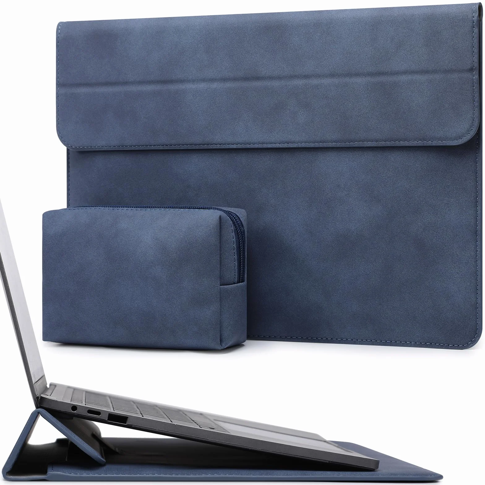 HYZUO 13 Pollici Custodie per PC Portatile Borsa con Funzione Stand per 2026-2018 MacBook Air 13 M5 M4 M3 M2 M1, 2026 13" MacBook Neo, 2026-2016 MacBook Pro 13 M2 M1, 13 iPad Pro/Air, Blu Navy