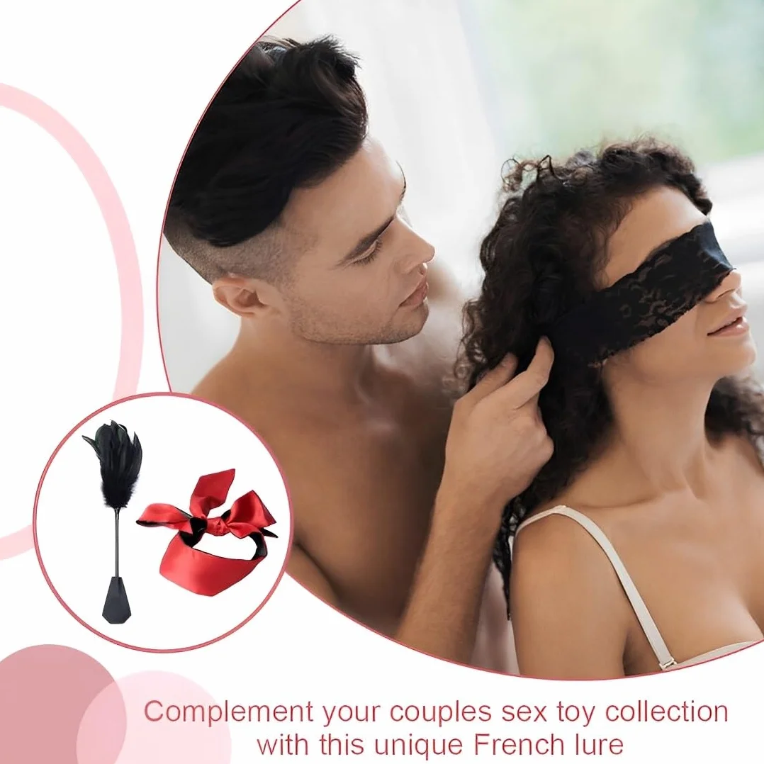 Deluxe Piuma Tickler Cuoio Flogger Frusta Bondage Paddle Set Letto Vincoli Giocattolo Sessuale con Benda Maschera Occhio