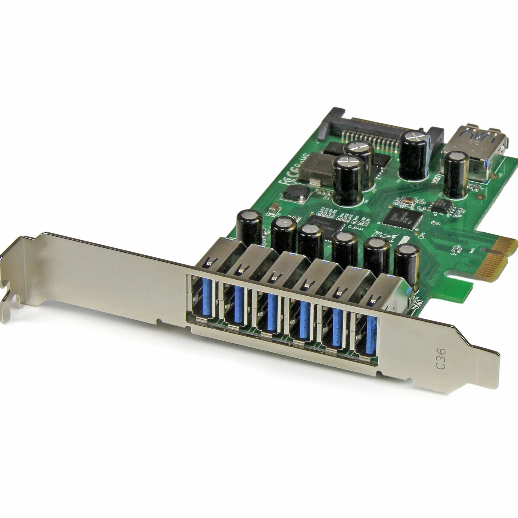 StarTech.com Scheda Espansione PCI Express USB 3.0 (5Gbps) a 7 porte con profilo basso e standard, alimentazione SATA