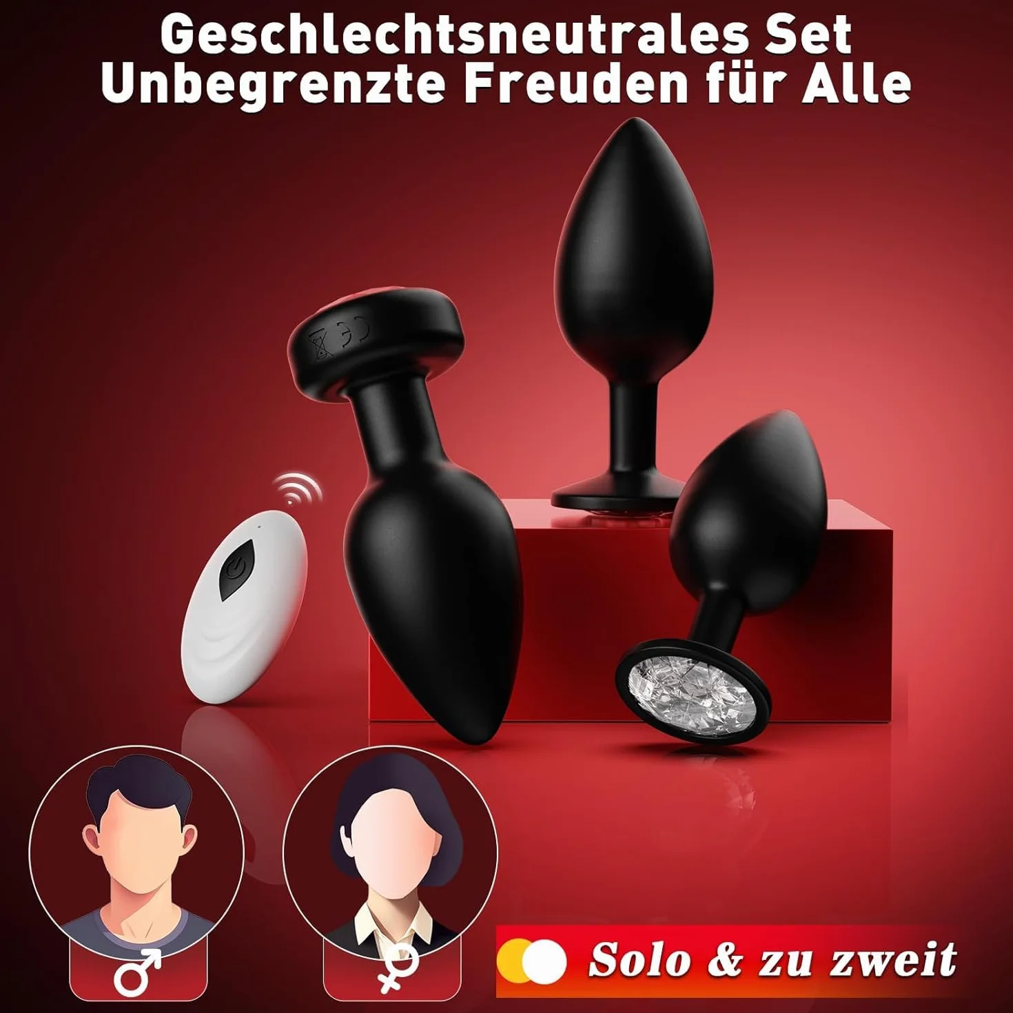 Set di 3 Plug Anali con Vibrazione 10, Anal Plug Anale-Dilatatore Donna Sex Toys +APP
