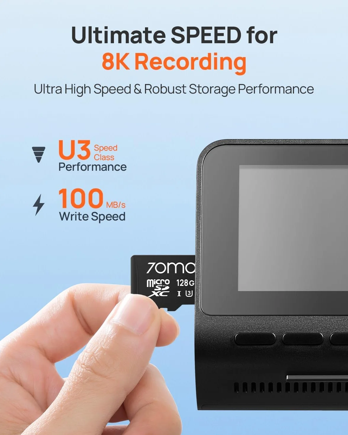 70mai Scheda microSD da 128GB per Dash Cam Auto A810, A510, A500S, M310 and M300