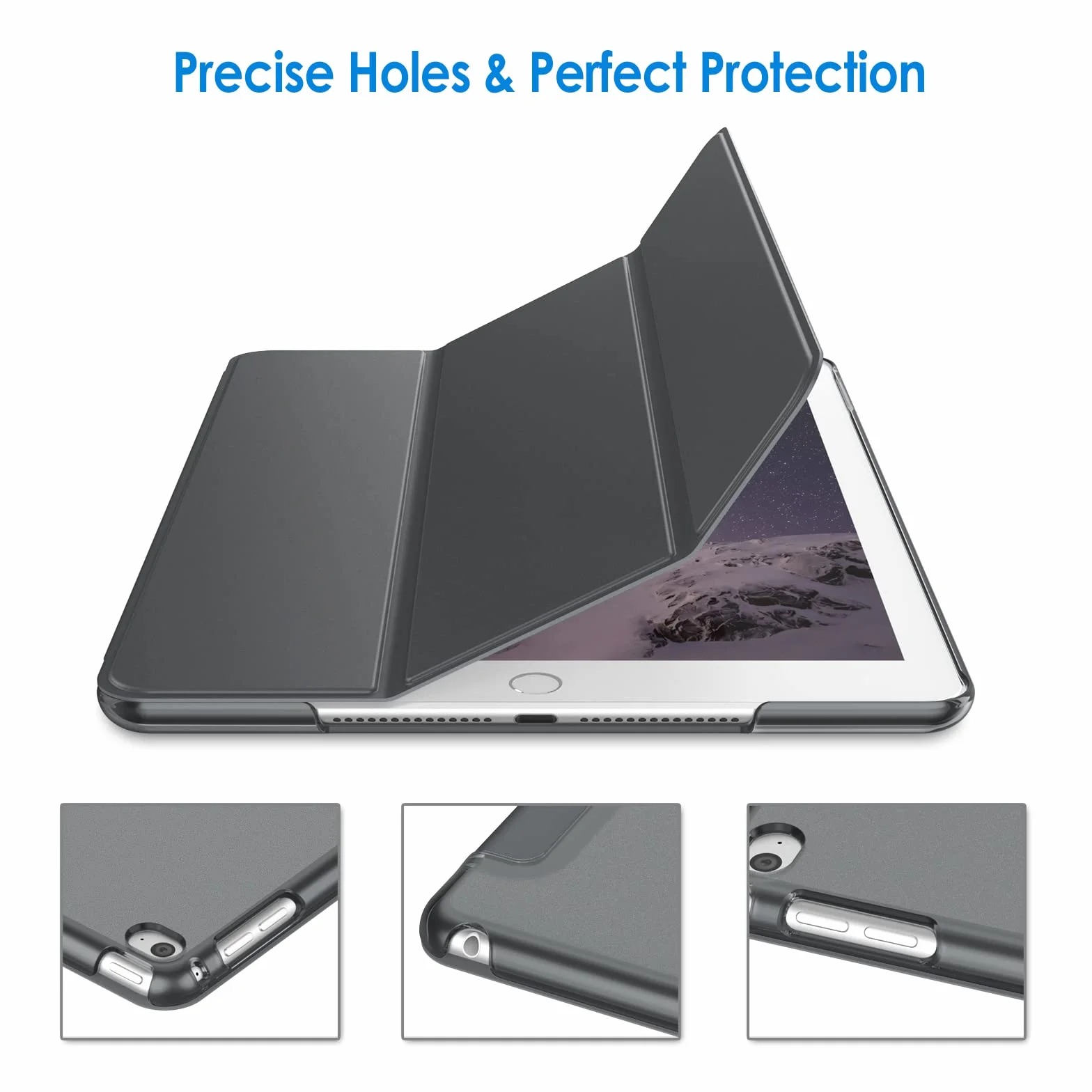 JETech Custodia iPad Air 2 Cover Supporto Auto Svegliati Sonno Grigio Scuro