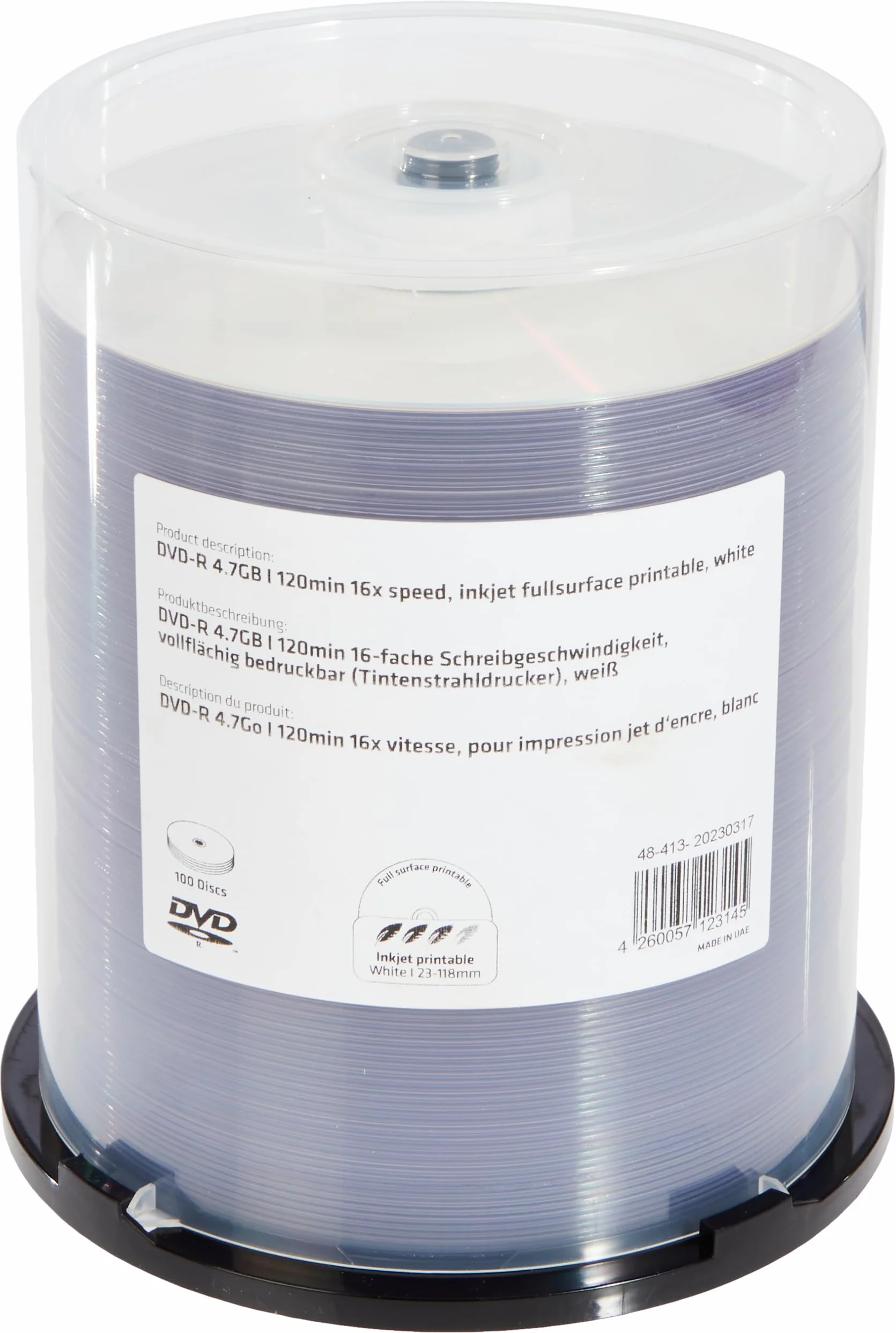 MediaRange MR413 Confezione di 100 DVD-R stampabile, 16x, 4.7 GB/120 min