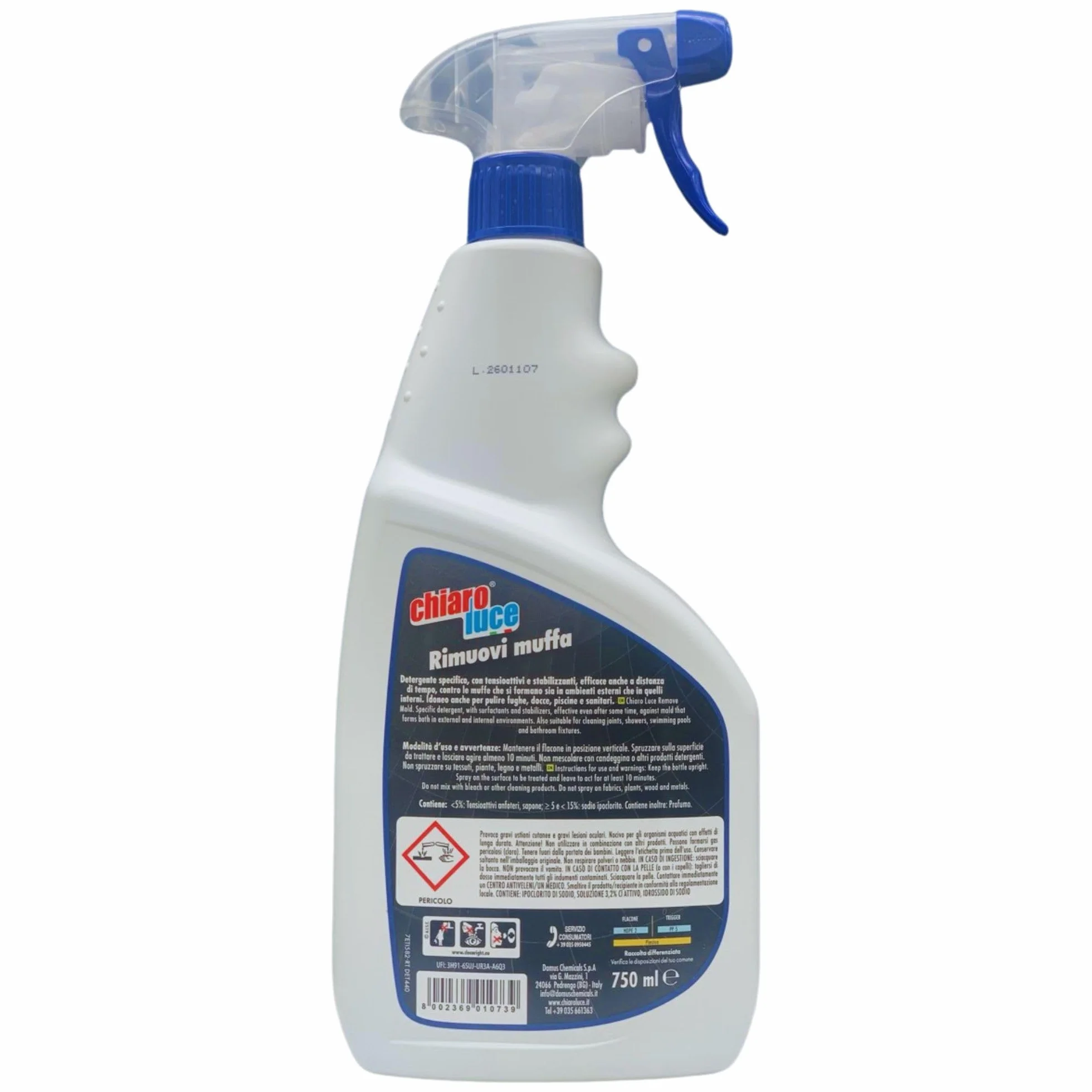 Chiaro Luce Spray RIMUOVI MUFFA 750ml (4 Spray) Sbianca e Igienizza Per Interno Ed Esterno
