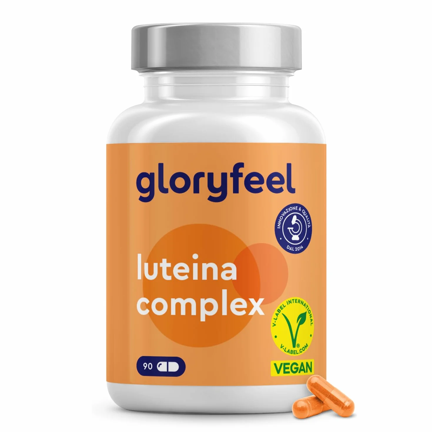 Luteina e Zeaxantina Capsule 90 Capsule Integratore Occhi con Vitamina A & Riboflavina Alto Dosaggio Vegan