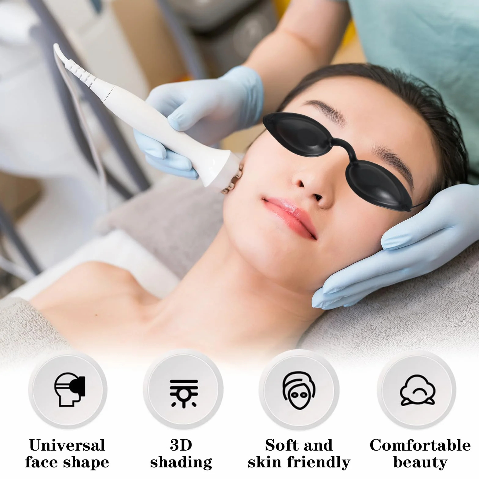 Occhiali Infrarossi 4 Pezzi Protezione UV Solarium Nero