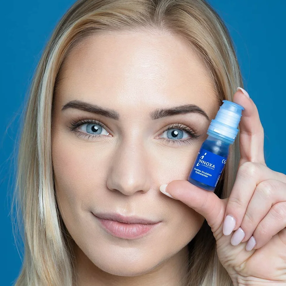 INNOXA Gocce oculari formula blu Sbianca occhi rossi Idrata Rinfresca occhi secchi stanchi Sterile senza conservanti Pack 2x10ml