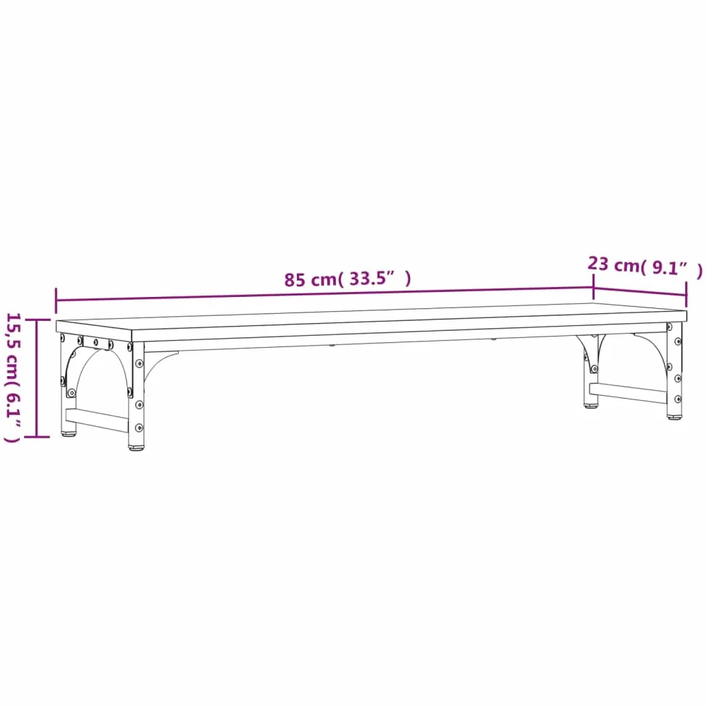 vidaXL Supporto Monitor Rovere Sonoma 85x23x15,5 cm Legno Multistrato