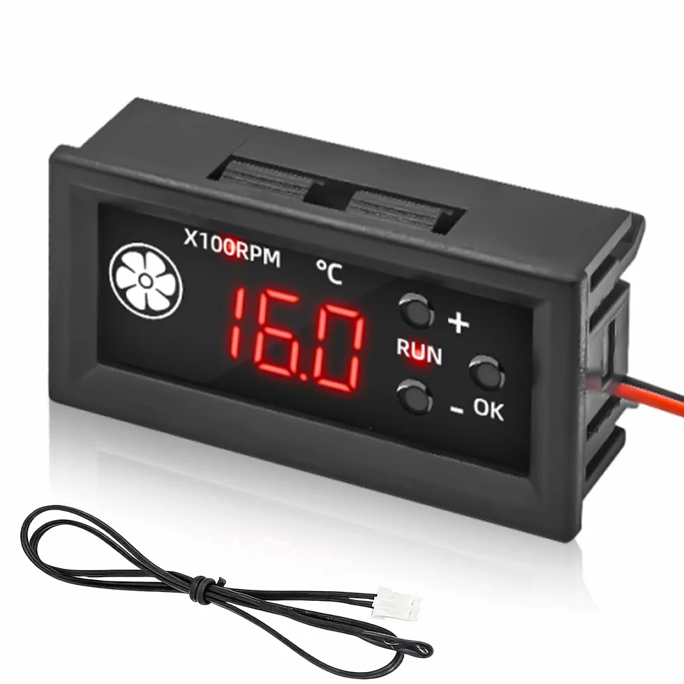 PWM Fan Speed Controller 12V DC Regolatore di Velocità Ventola Display Digitale Temperatura Sonda PWM 3A 25kHz