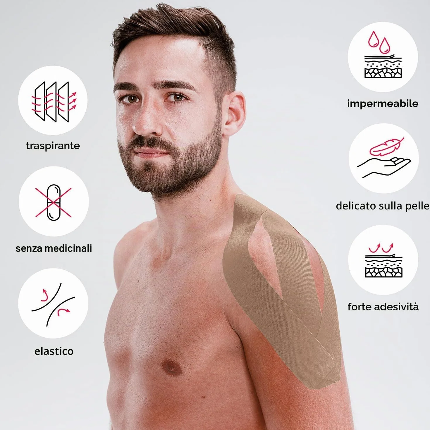 Kintex Kinesiology Tape Classic, 7,5 cm x 5 m, Nastro Extra Largo, Impermeabile, per Sport e Fisioterapia