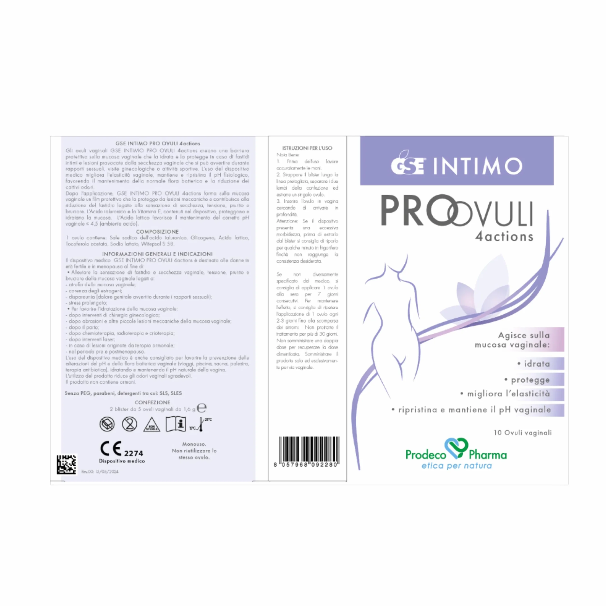 Prodeco Pharma GSE Intimo Pro-Ovuli 4actions 10 Ovuli Vaginali Lenitivi e Protettivi per Candida, Secchezza e Infezioni