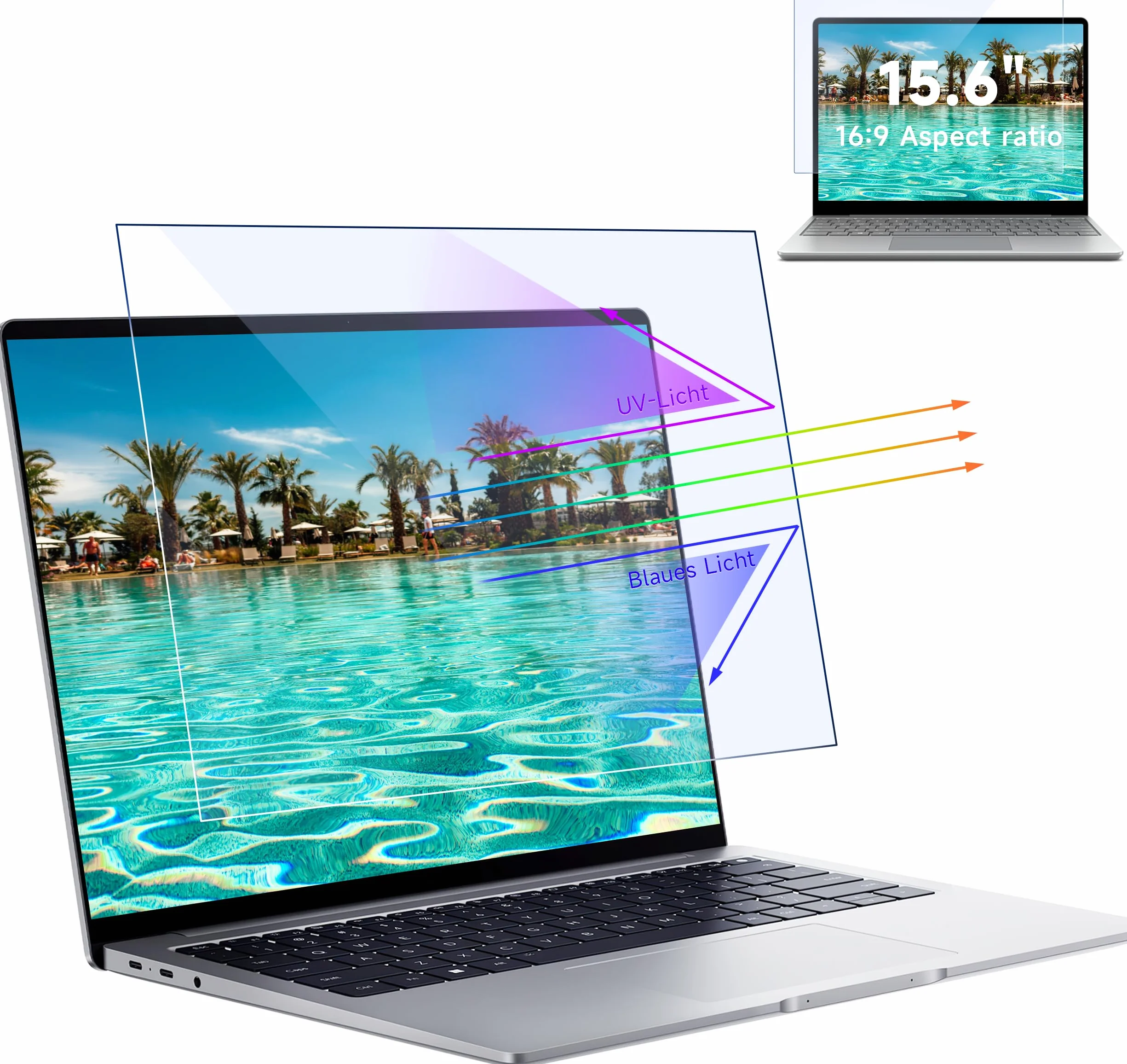 2 pellicole protettive per schermo anti-luce blu per computer portatile da 15,6 pollici 16:9, pellicola antiriflesso per schermo ad alta risoluzione per HP/Dell/Acer/Lenovo/ThinkPad/Asus