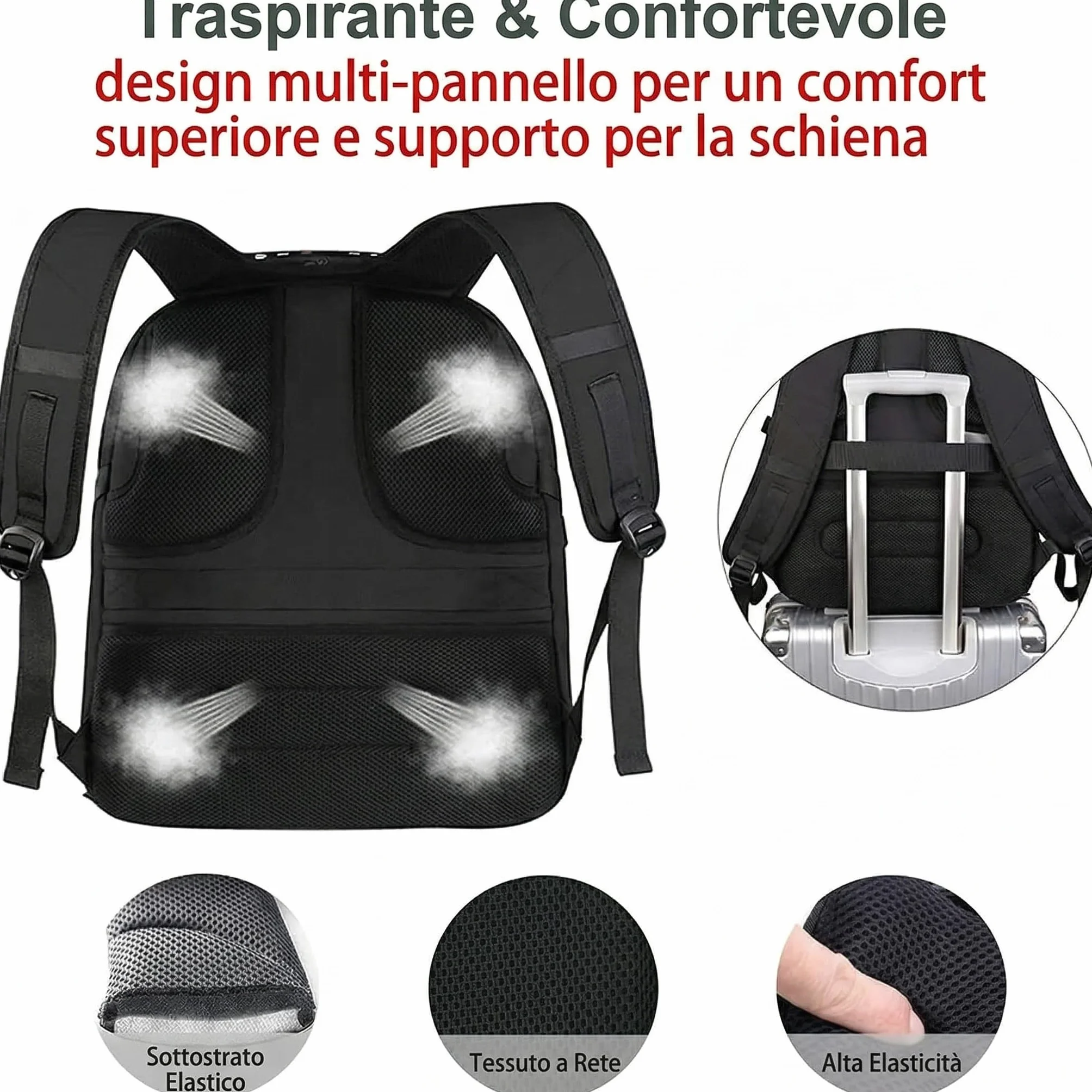 MATEIN Zaino Uomo Grande 50L, Zaini Porta PC 17 Pollici Zaini Lavoro Uomo borsa Capiente, Impermeabile Zaino per PC Portatile Laptop Computer Notebook Viaggio Ufficio Scuola Università, Nero
