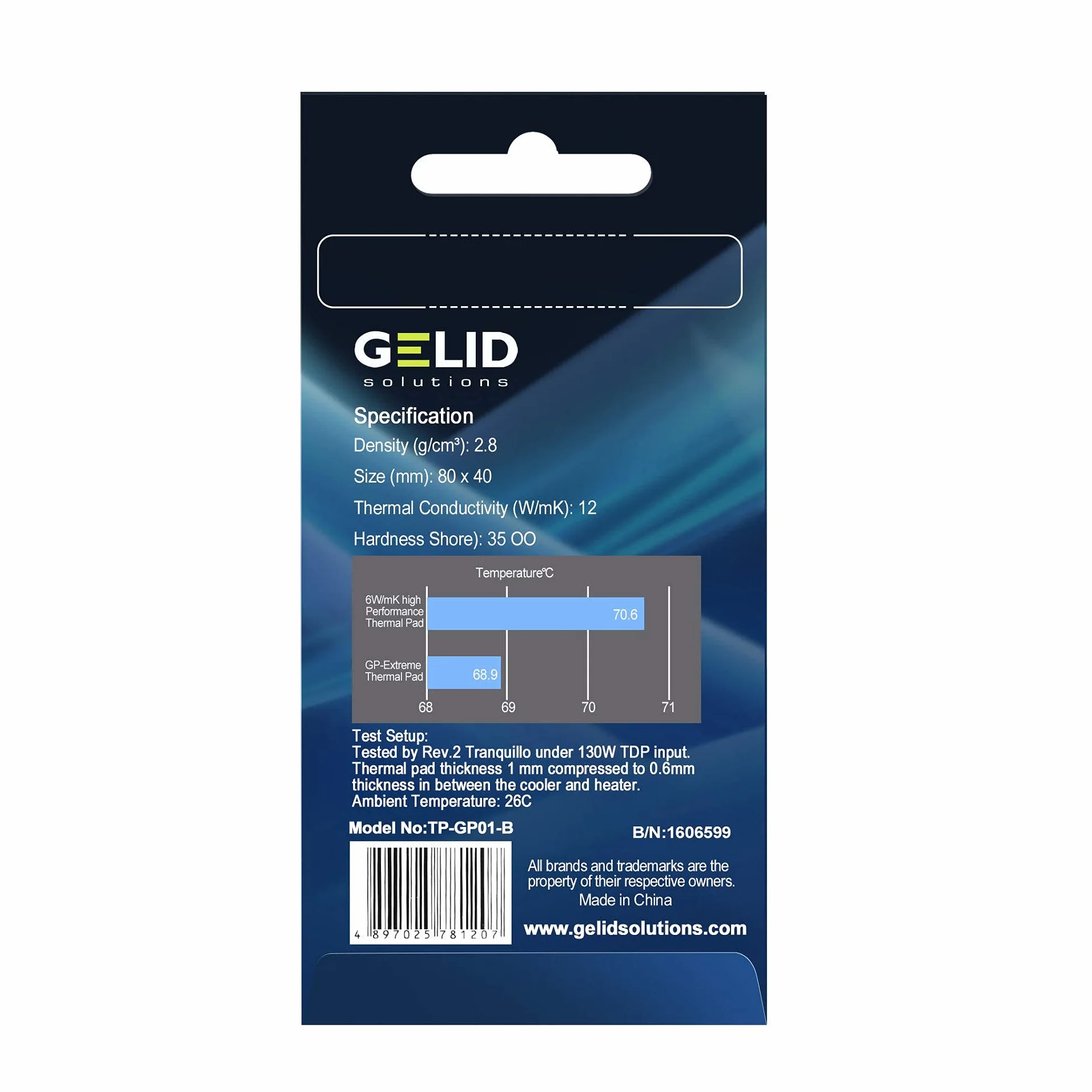 GELID SOLUTIONS GP-Extreme - Pad Termico 80x40x1.0mm. Eccellente Conduzione del Calore, Riempitivo Ideale. Conducibilità Termica di Facile Installazione 12W