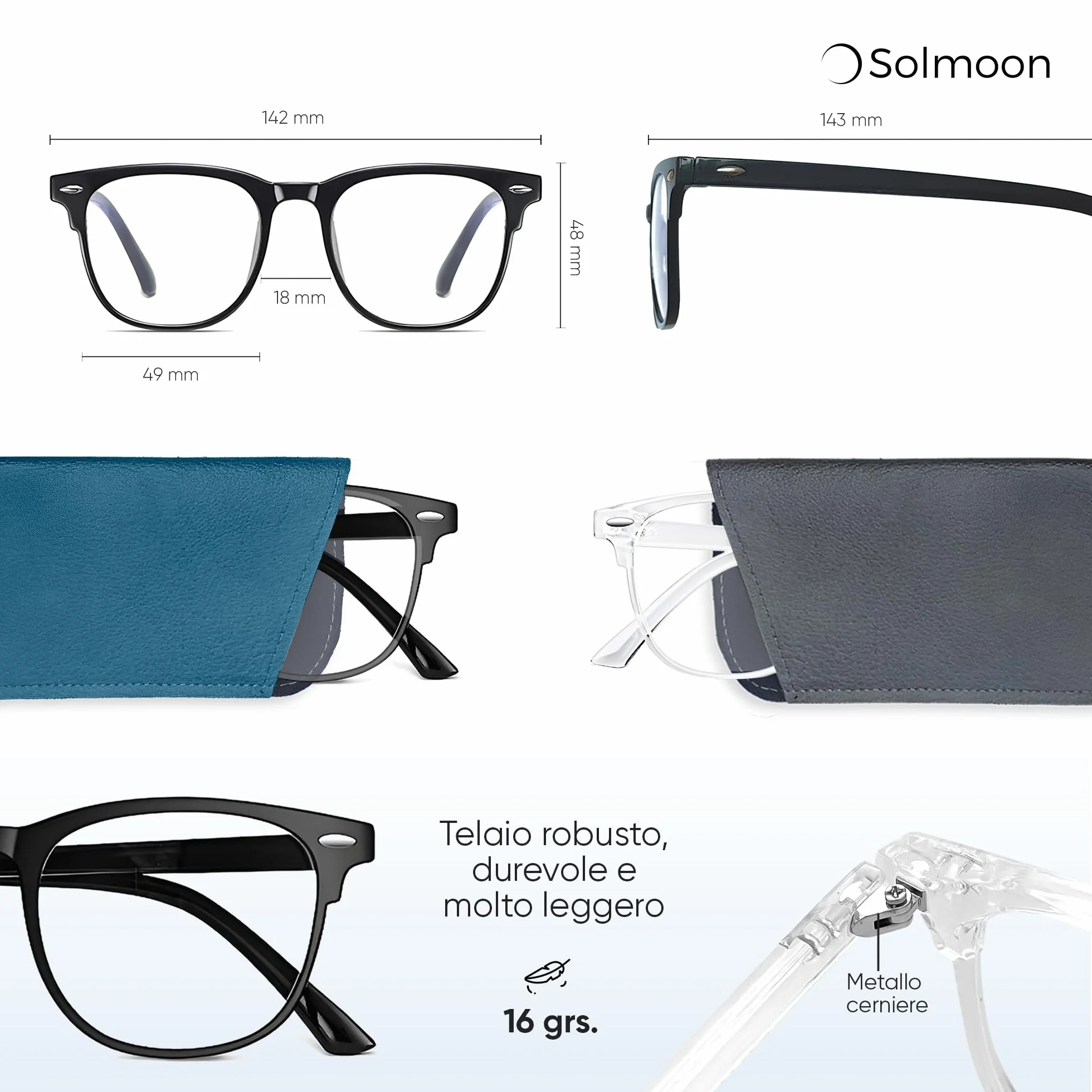 Occhiali Luce Blu Donna Uomo Set 2 Anti Luce Blu Computer Filtro