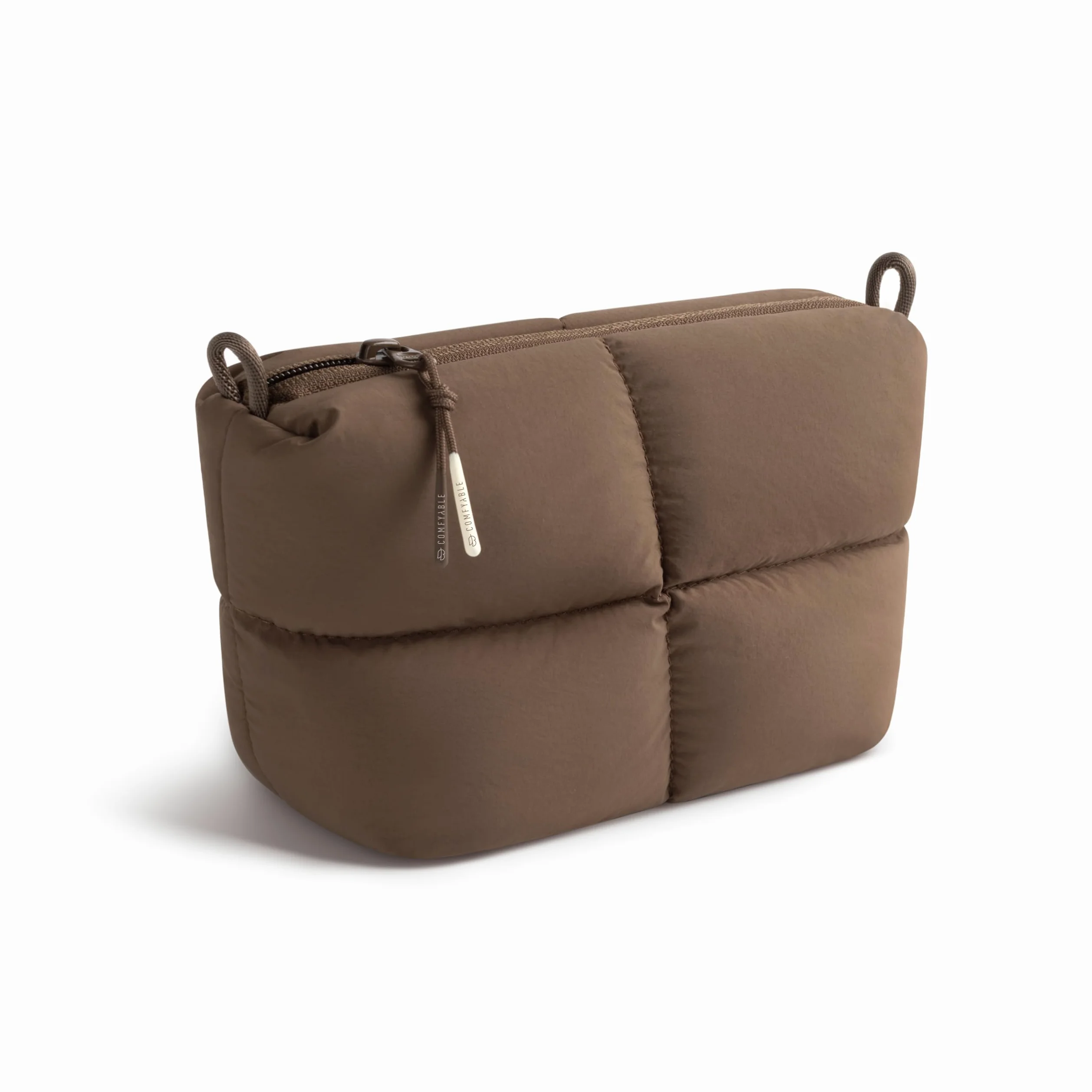 Comfyable Puffy Electronics Organizer da viaggio per donne, uomini, custodia per cavi per caricabatterie, telefono, power bank, cavo, custodia compatta per accessori tecnologici, marrone moka