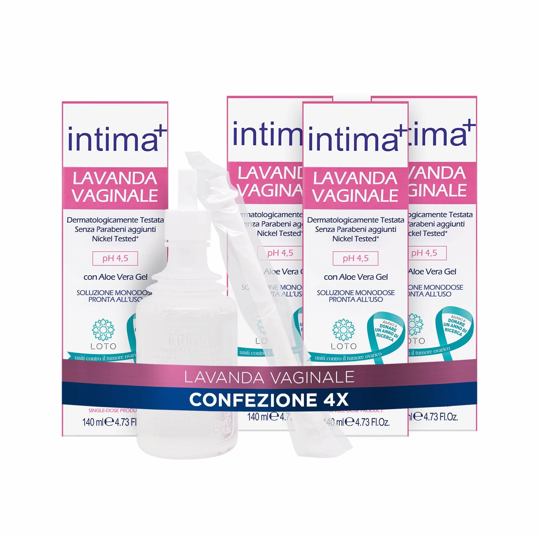 Intima+ Lavanda Vaginale con Tea Tree Oil e Aloe Vera Gel pH 4.5 Soluzione Monodose 4 x 140ml