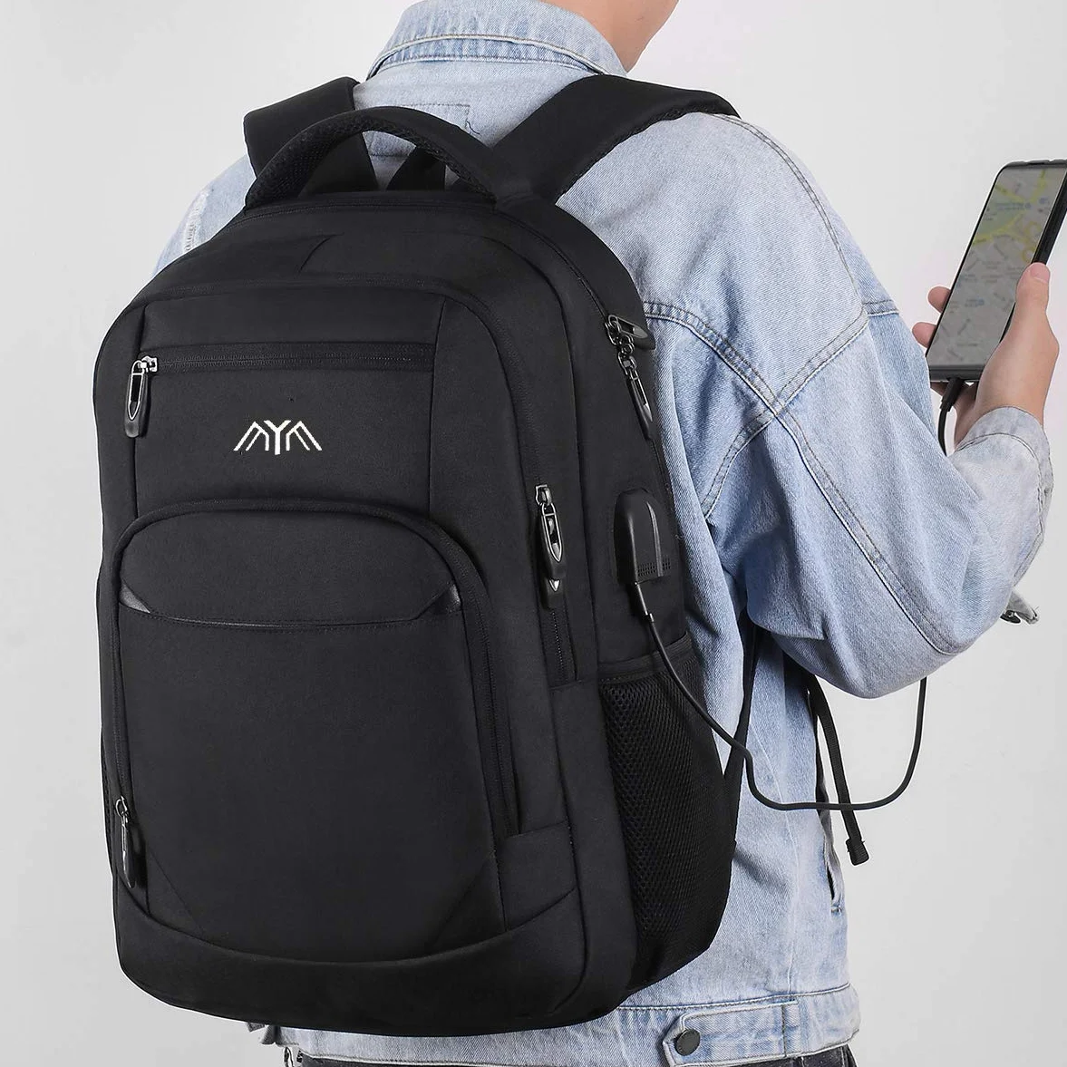 Zaino per scuola e laptop, per ragazzi, ragazze, adolescenti, uomini e donne, da giorno e per lavoro, zaino con USB