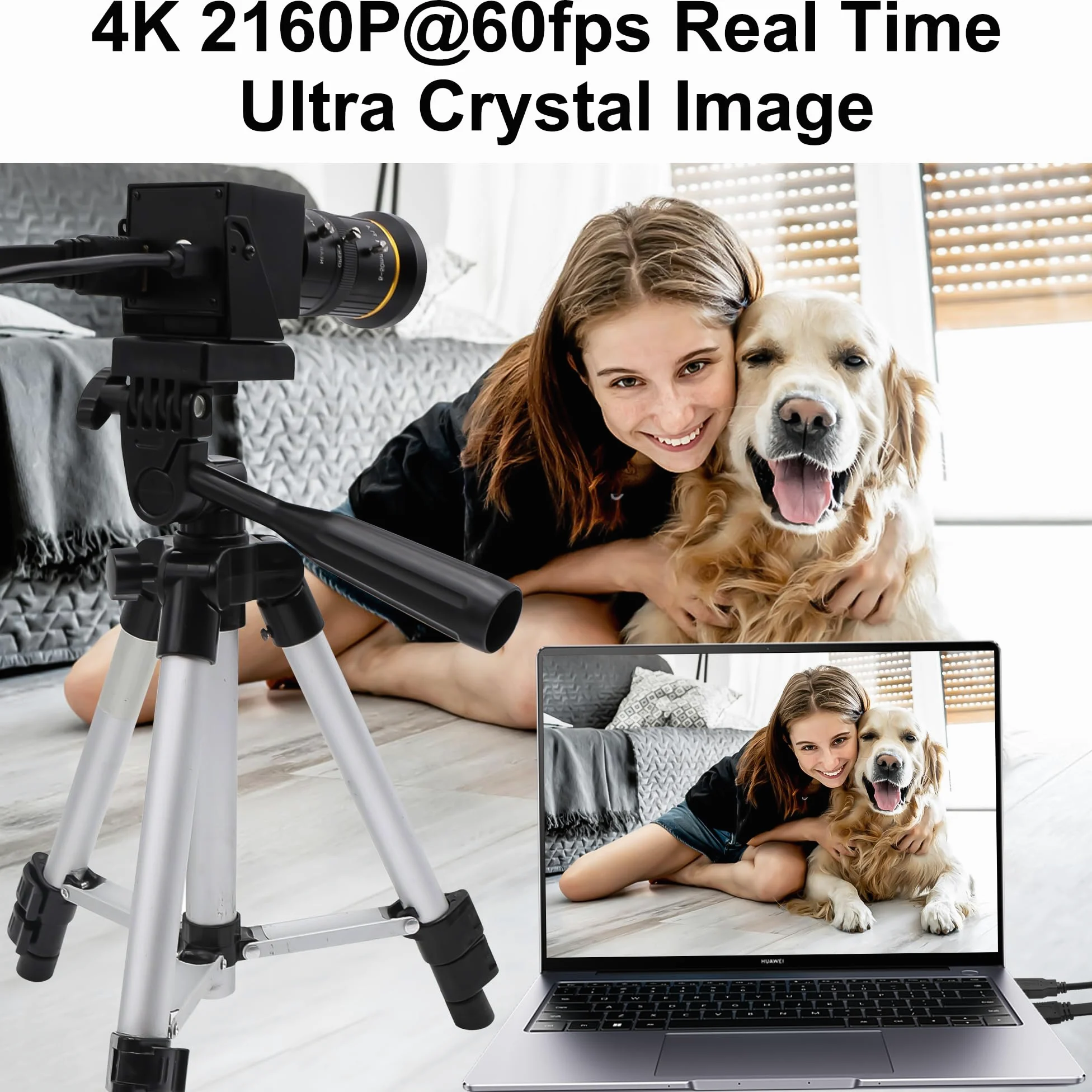 Zoom Ottico 10X 60fps HDMI USB3.0 Fotocamera 4K Ad Alta Velocità H.264 Uscita simultanea Webcam PC Plug and Play per Sicurezza Informatica Industriale Live Streaming CCTV Proiettore