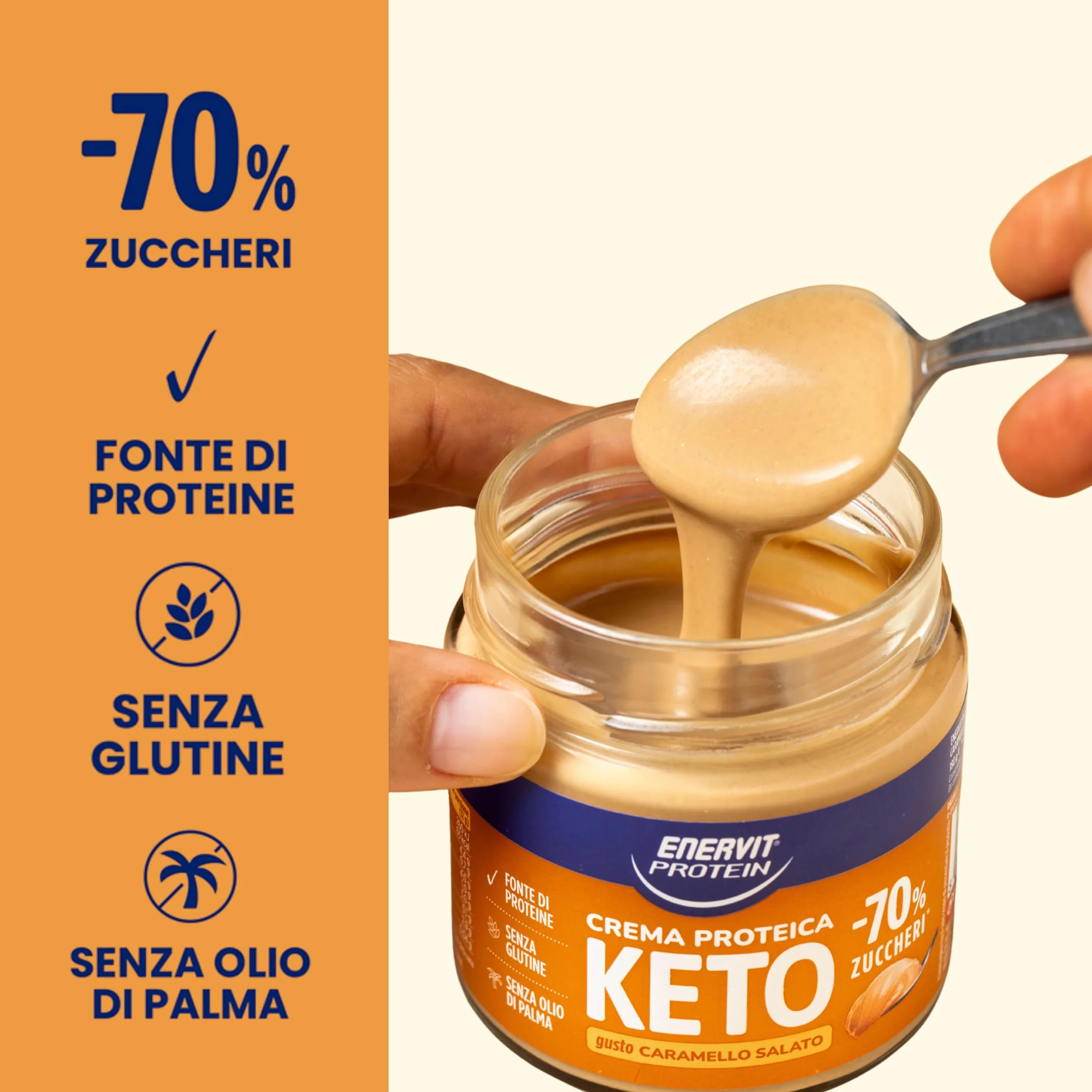 Enervit Protein Cream Keto Caramello Salato, Crema Proteica Spalmabile, Senza Glutine, 180g