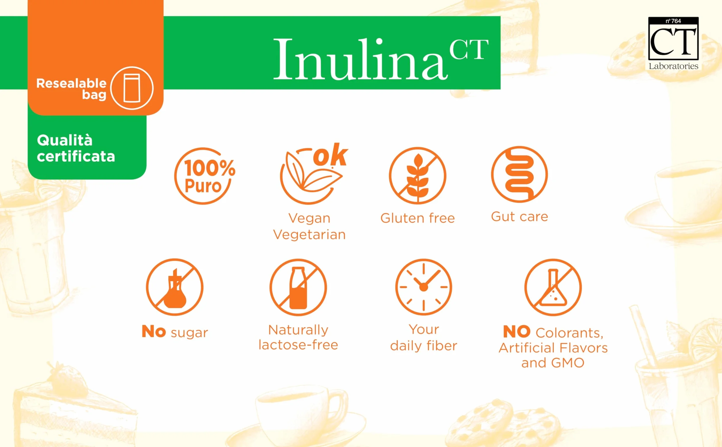 Inulina Pura da Cicoria in Polvere 600 g – Fibra Prebiotica Naturale | Supporta Flora Intestinale e Digestione | Senza Glutine, Zuccheri e Lattosio | Vegan, Keto Friendly | CTLabs