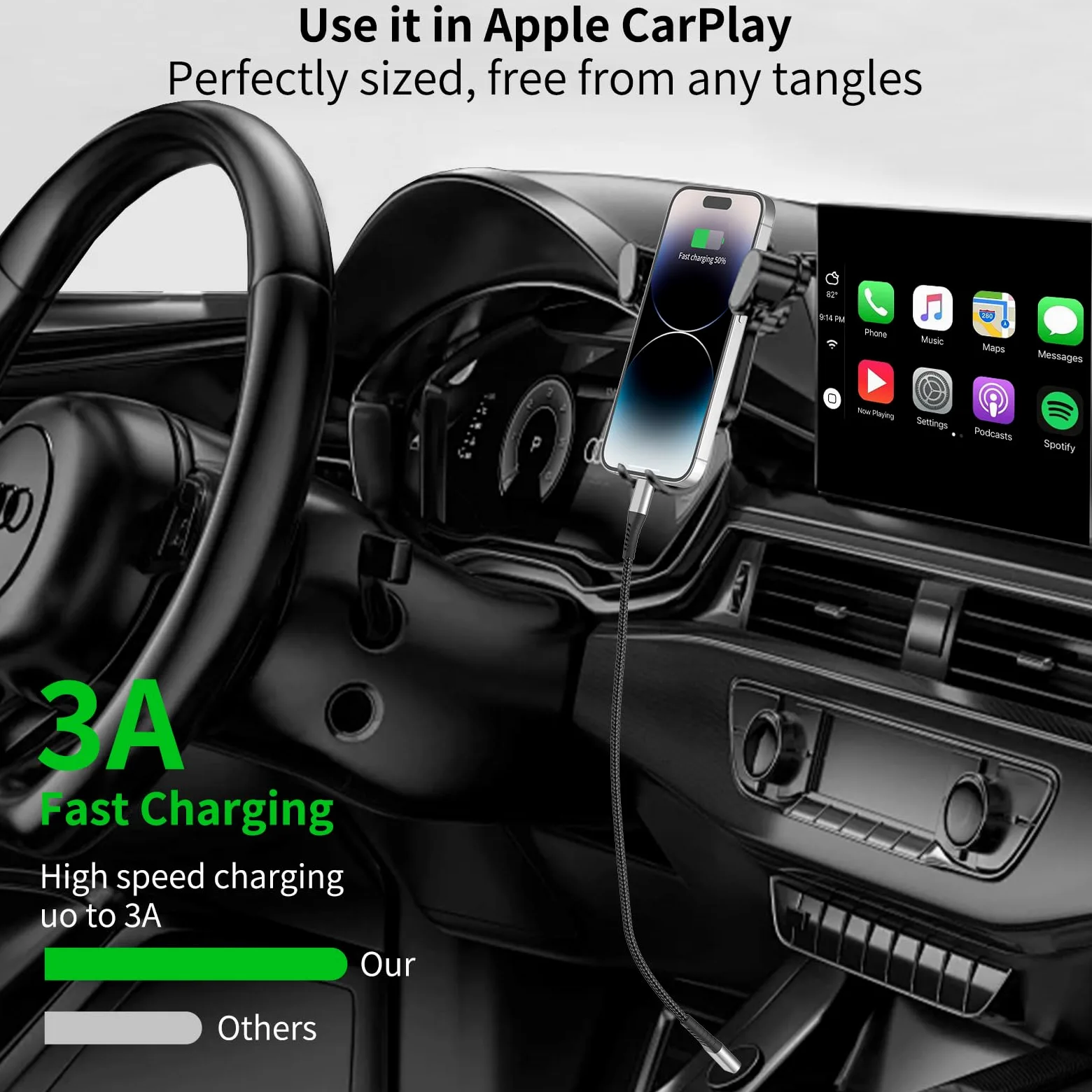 Confezione da 3 cavi USB C a Lightning da 0,6 m, cavo di ricarica USB C per iPhone, certificato MFi, cavo Lightning per iPhone PD da 0,6 m, ricarica rapida per iPhone 14, 13, 12, 11, Pro Max, Xs Plus