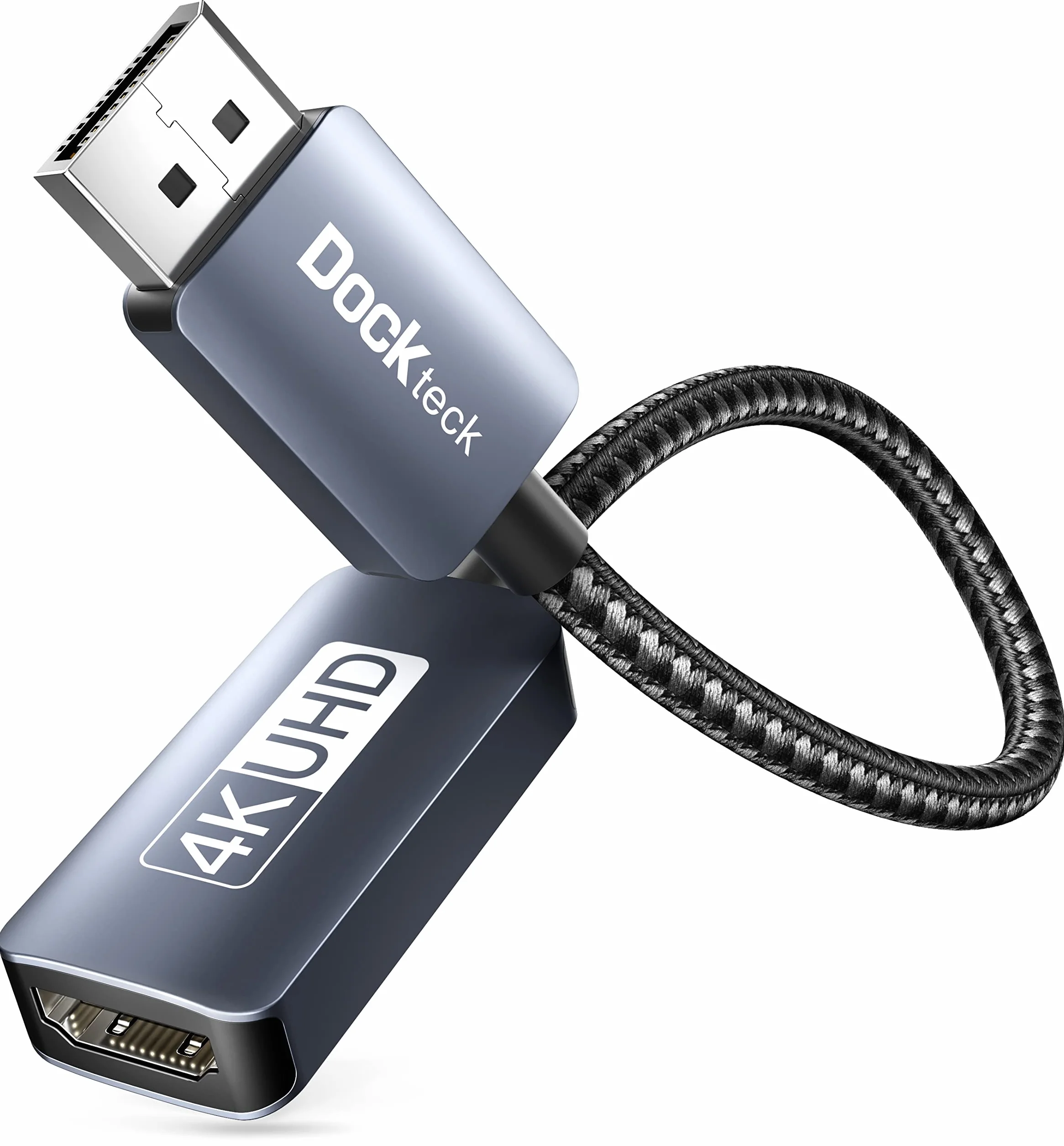dockteck Adattatore DisplayPort 4K 60Hz a HDMI, adattatore attivo DP a HDMI per HDTV, proiettore, desktop, laptop (GTX 960, ThinkPad T420, Dell 780, Lenovo T520i, ecc.)