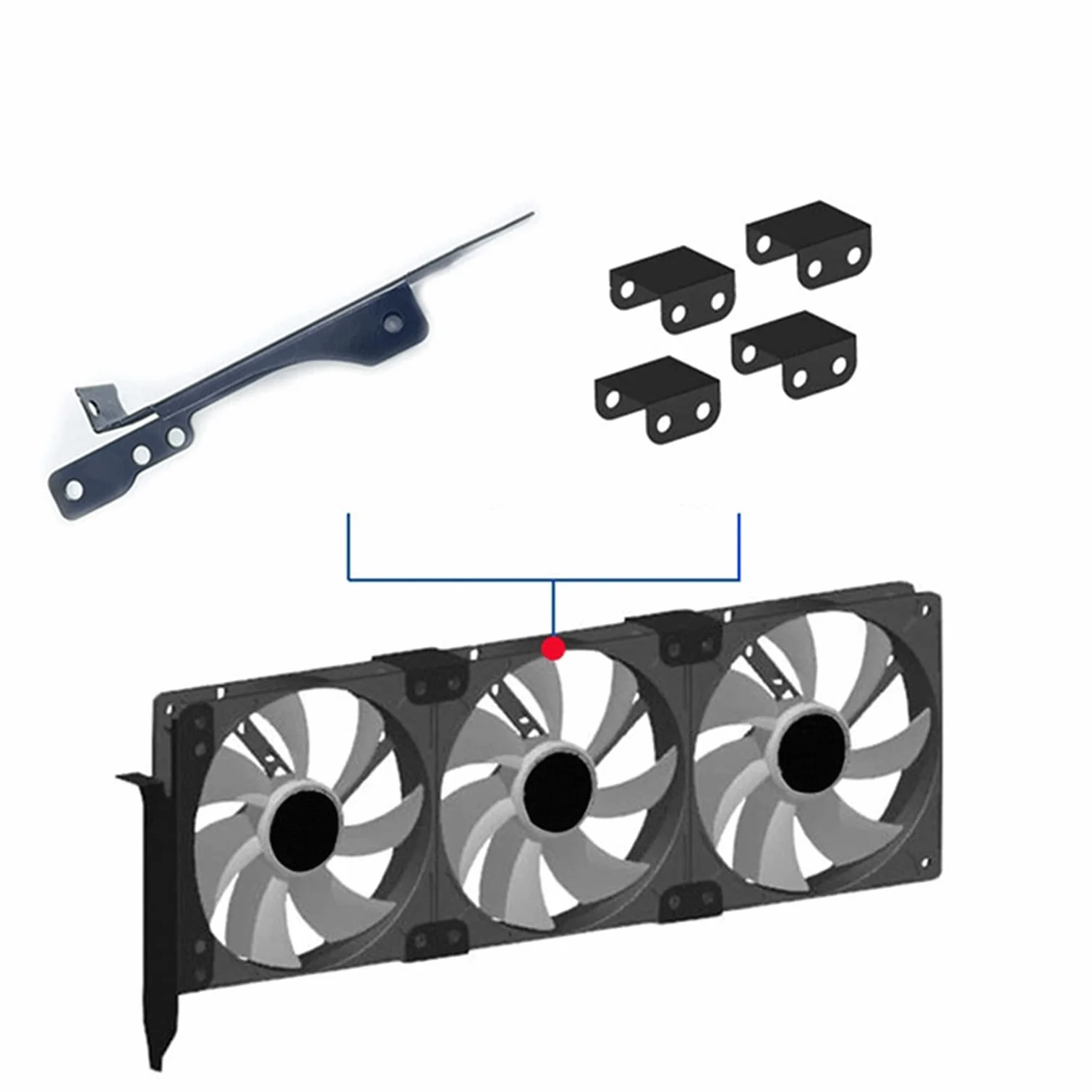 3 Fan Mount Rack Slot PCI Staffa+20 Vite+4 Connettore Per Video GPU Card Cooler