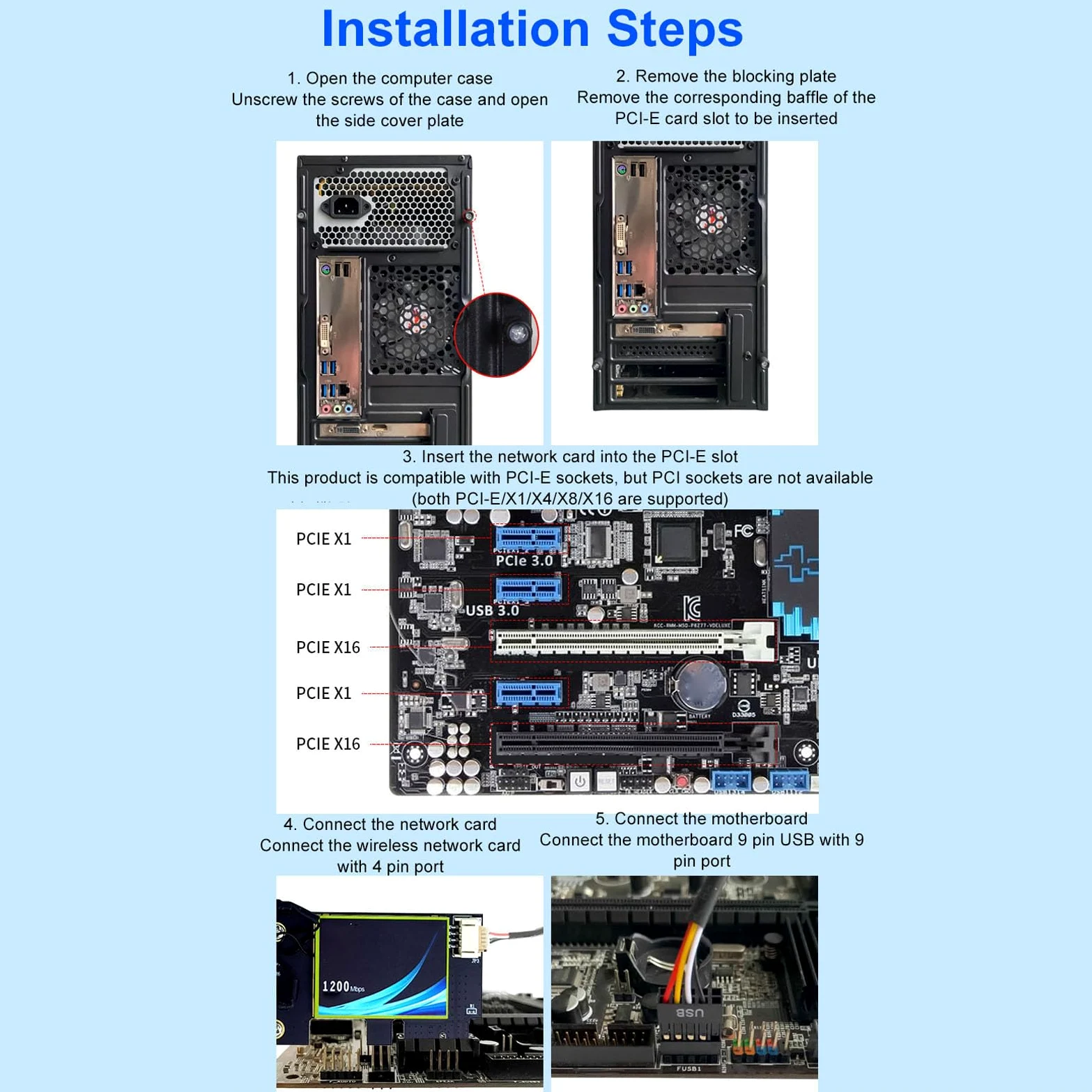 Tosuny WiFi 6E PCIe WiFi Scheda Per PC Desktop | Triple Band Band Network Card | Bluetooth 5.2 | Antenne Ad Alto Guadagno | Adattatore Wireless con OFDMA + MU-MIMO | Per Wins 10/11,