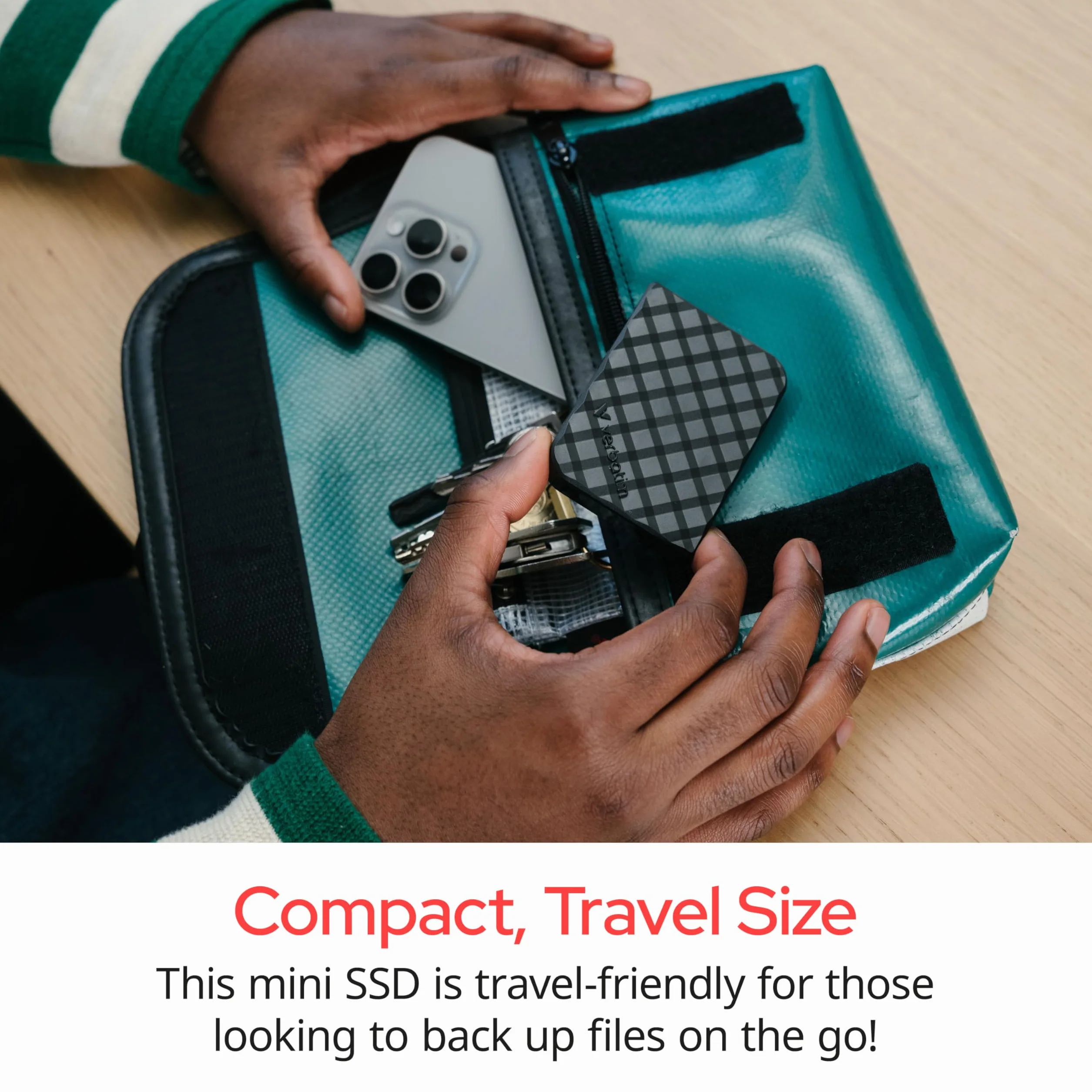 Verbatim Store 'n' Go Mini Diamond Portable SSD 512GB, USB 3.2 Gen 1 con adattatore USB-C 1000MB/s, compatto 35g, trasferimento dati ad alta velocità, software di backup nero, per PC e Mac, nero