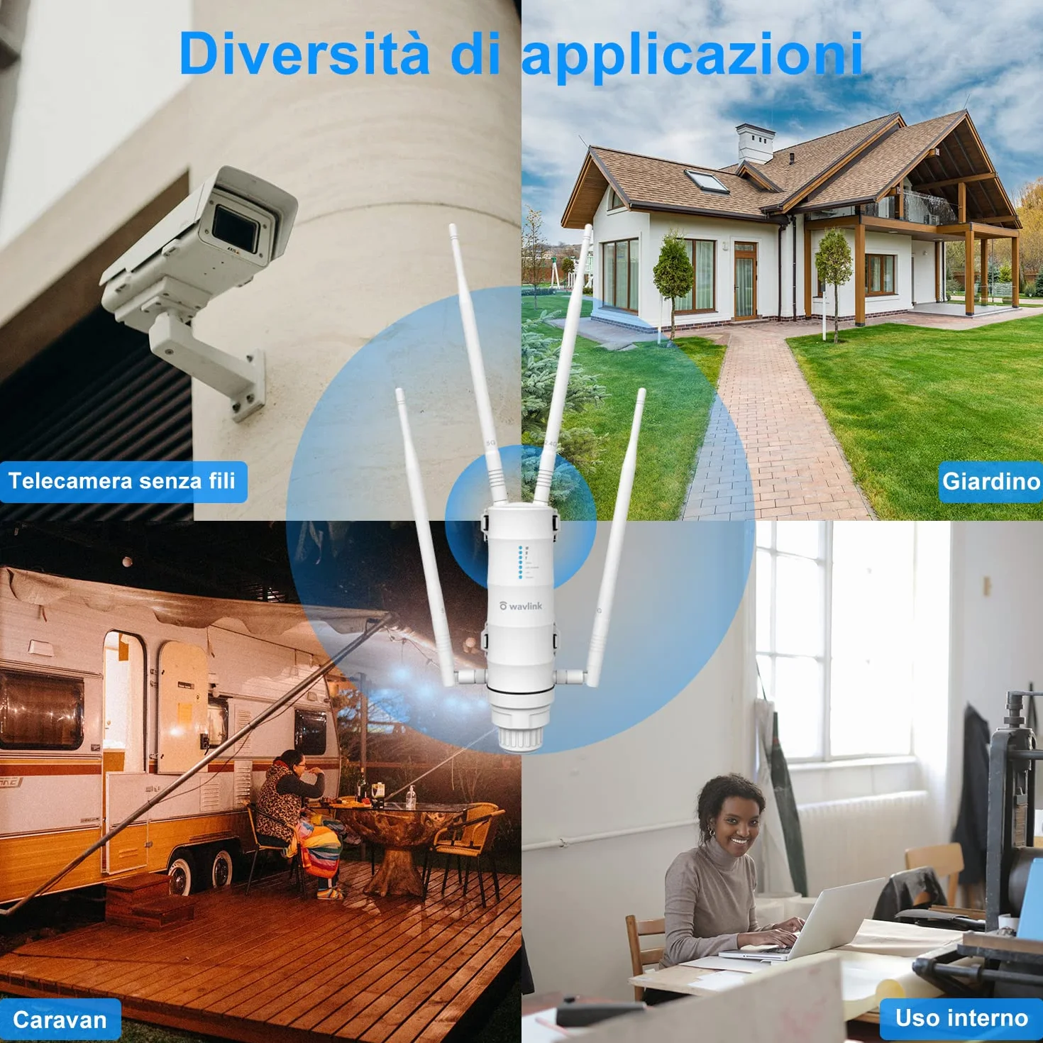 Wavlink AC1200 Ripetitore WiFi Extender Potente/Amplificatore WiFi PoE Passivo Sostenere POE/Dual Band 2.4+5GHz/4 Antenna WiFi Lunga Distanza(Porta LAN Gigabit PoE)…, WN572HP3