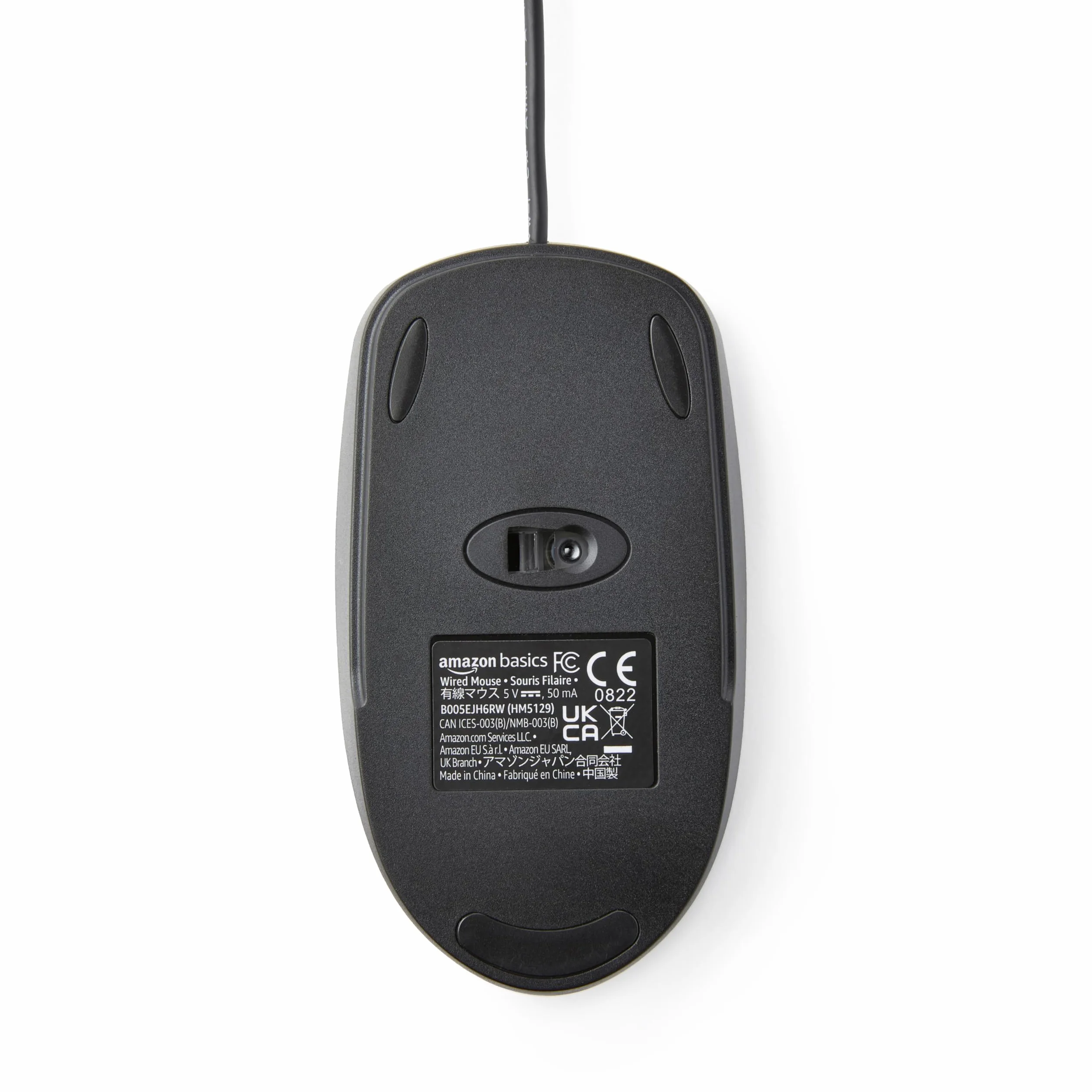 Amazon Basics Mysz optyczna czarna USB 3 przyciski Windows Mac OS X
