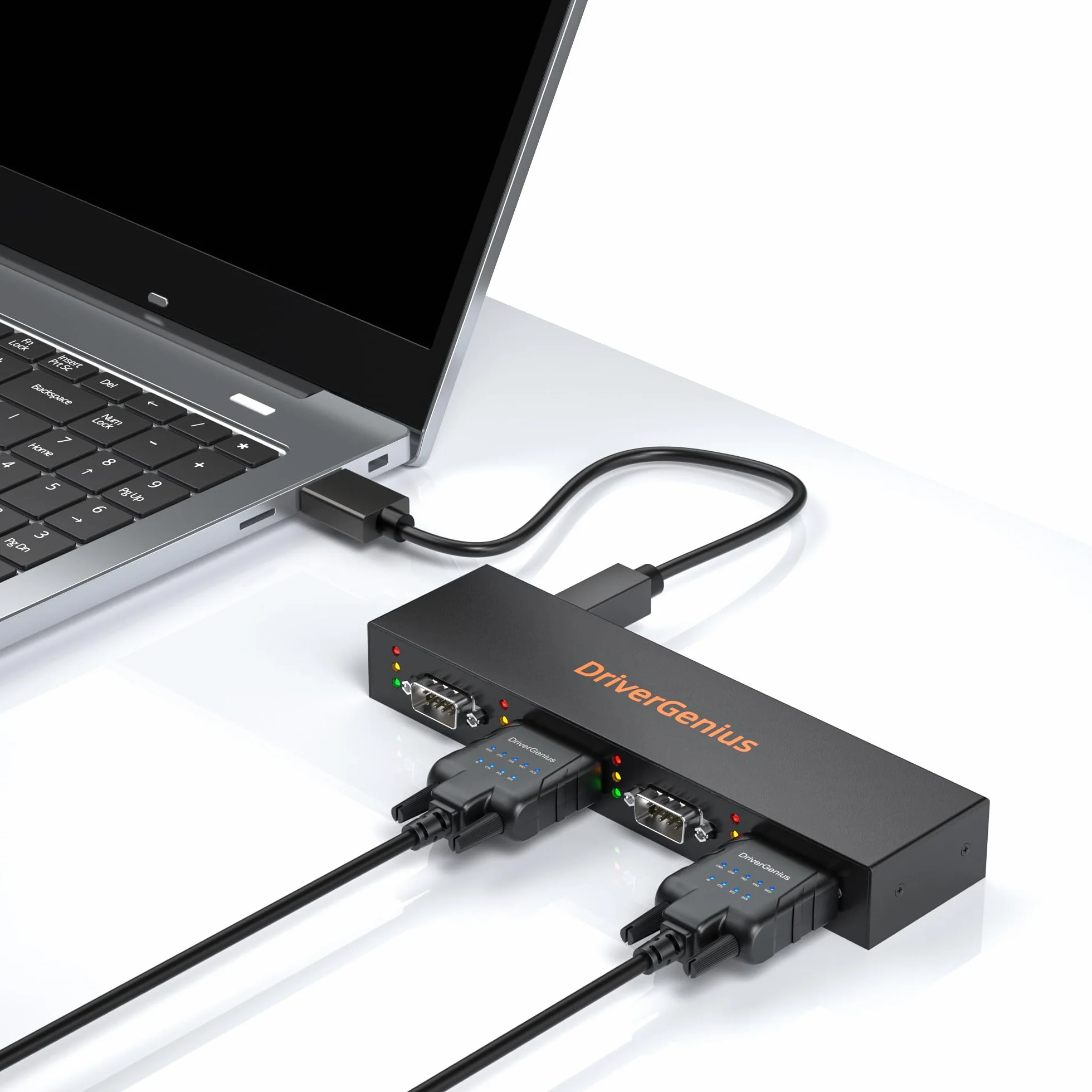 DriverGenius 4XRS232-D | Adattatore 4-Porte Seriale RS232-USB - 3+1 Convertitore da RS232 a USB 2.0 (3x DB9 Maschio + 1x DB9 Femmina), Metallo