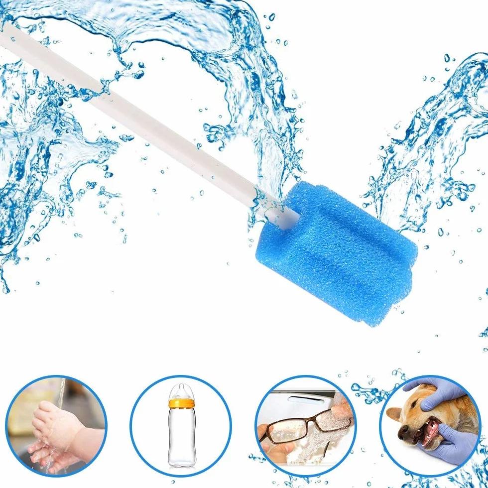 Voarge 100 Pezzi Tamponi Monouso per Igiene Orale, Spugna Pulizia Dentale per Bocca Bambini Adulti Anziani