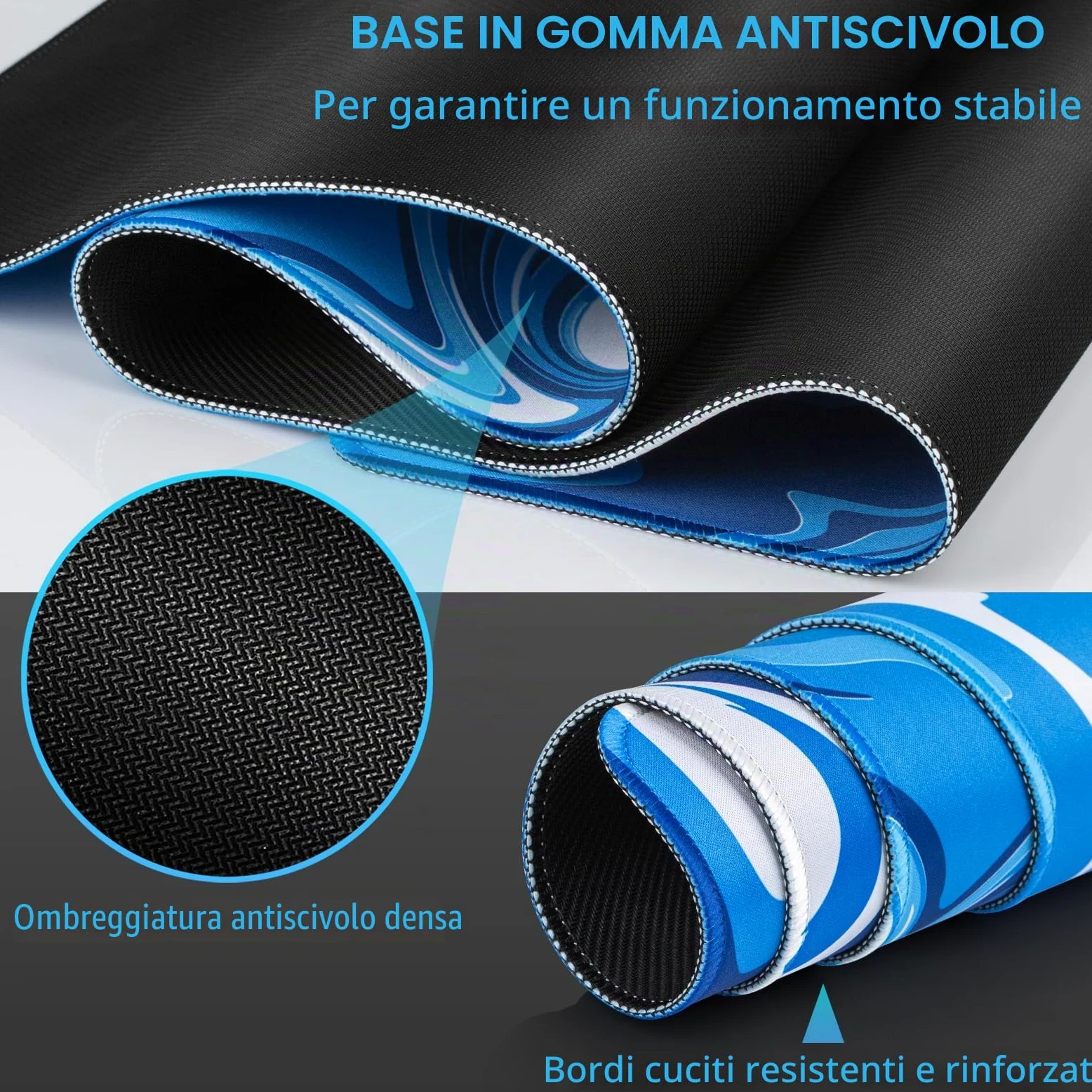 Abetcabe Tappetino per mouse XXL, 900 x 500 x 3 mm, per gaming, grande | Bordi cuciti, impermeabile, antiscivolo, migliora la precisione e la velocità, maggiore presa, movimento libero per il mouse