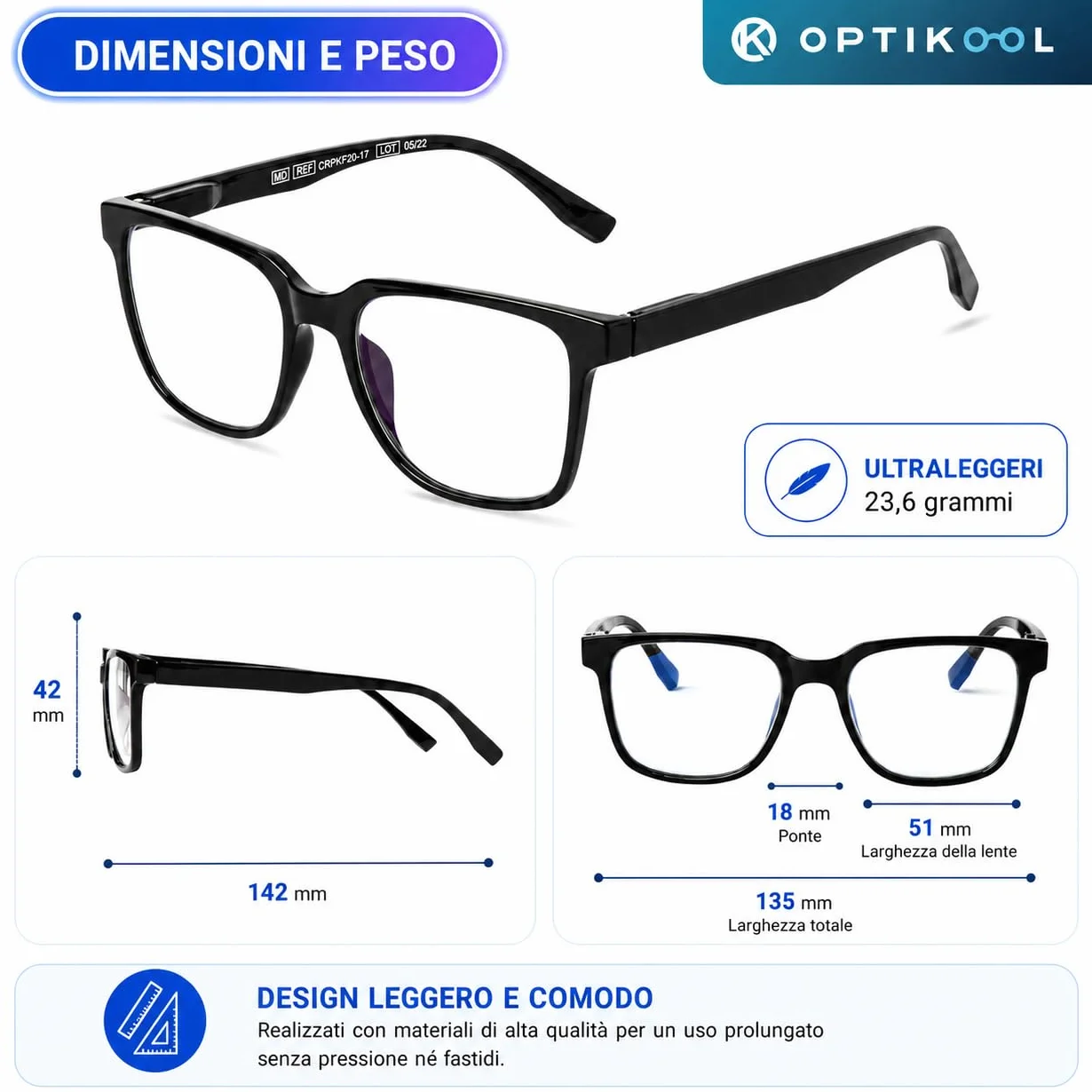 Occhiali Luce Blu Antiriflesso Flessibili Leggeri per PC Laptop Schermi