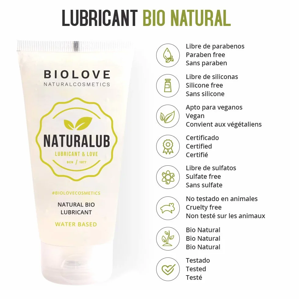 Naturalub Gel Lubricante Sessuale a Base d'Acqua 100% Naturale Senza Parabeni, Solfati né Siliconi