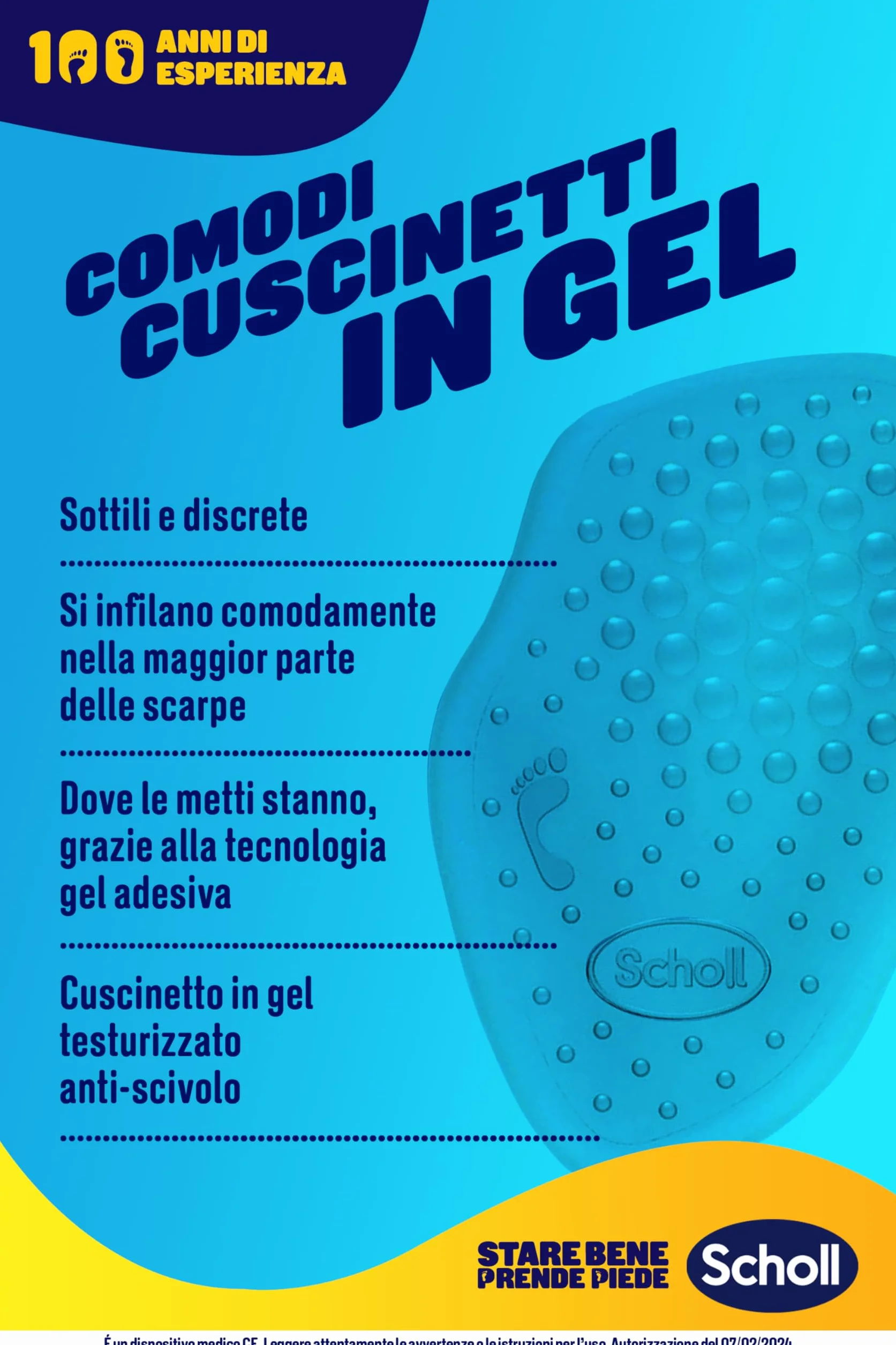 Scholl Party Feet Ultra Slim Cuscinetti in Gel Ultrasottili per la Pianta del Piede, Antiscivolo, 1 Paio