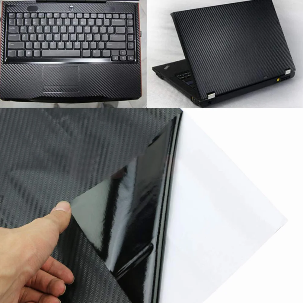 Universale Adesivo 3D Fibra di Carbonio Pellicola Durevole Notebook Decalcomania Nero Buona Vista 17 Pollici PC Laptop