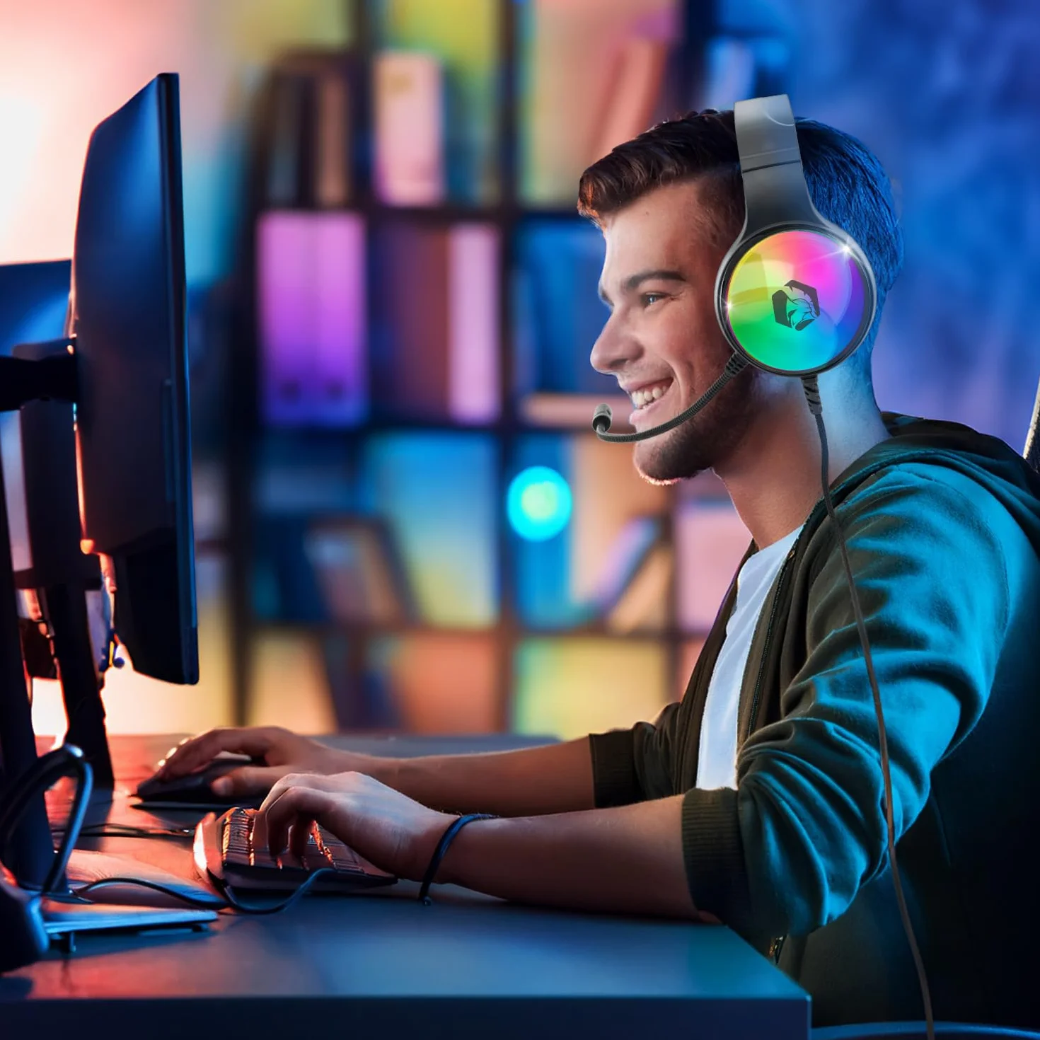 EMPIRE GAMING – Icarus S16 Cuffie Gaming RGB – per PS5, PS4, Xbox One/Series, PC, Mac, Smartphone, Tablet – Telecomando – Audio Stereo ad Alta Definizione – Microfono Flessibile