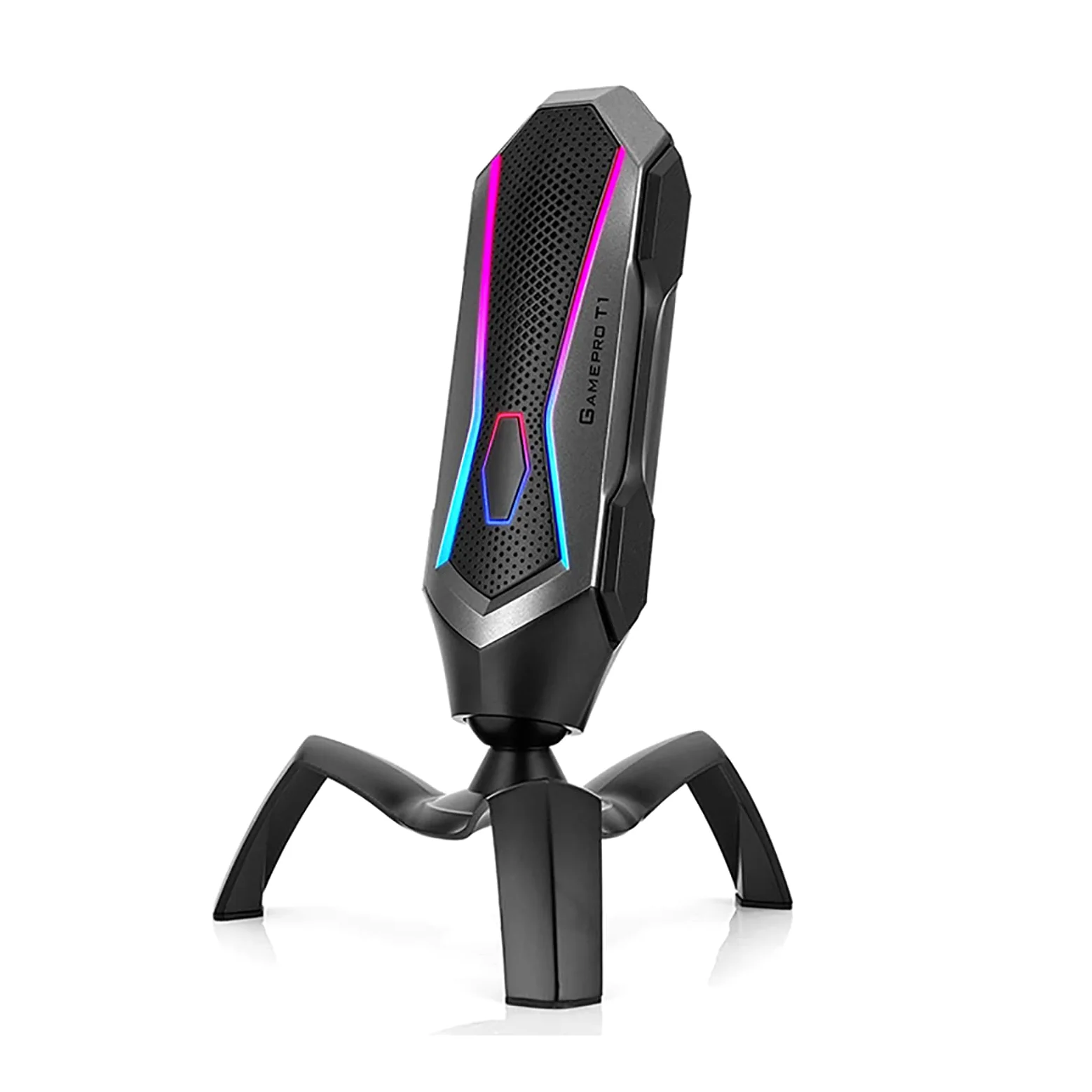 Microfono a Condensatore RGB, Microfono Con Supporto Cardioide USB Da Gioco Con Fantastica Illuminazione RGB, Regolazione Della Rotazione a 360° Per Giochi/streaming/registrazione