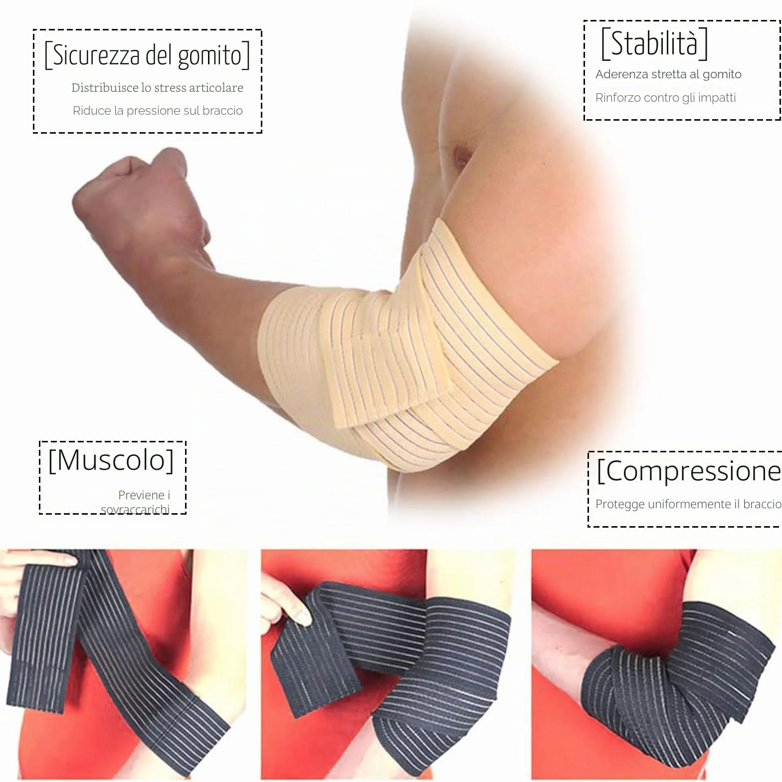 Polpaccera Compressione Benda Elastica Compressiva 4 Pezzi Uomo e Donna Autoadesiva Ginocchiera Regolabile
