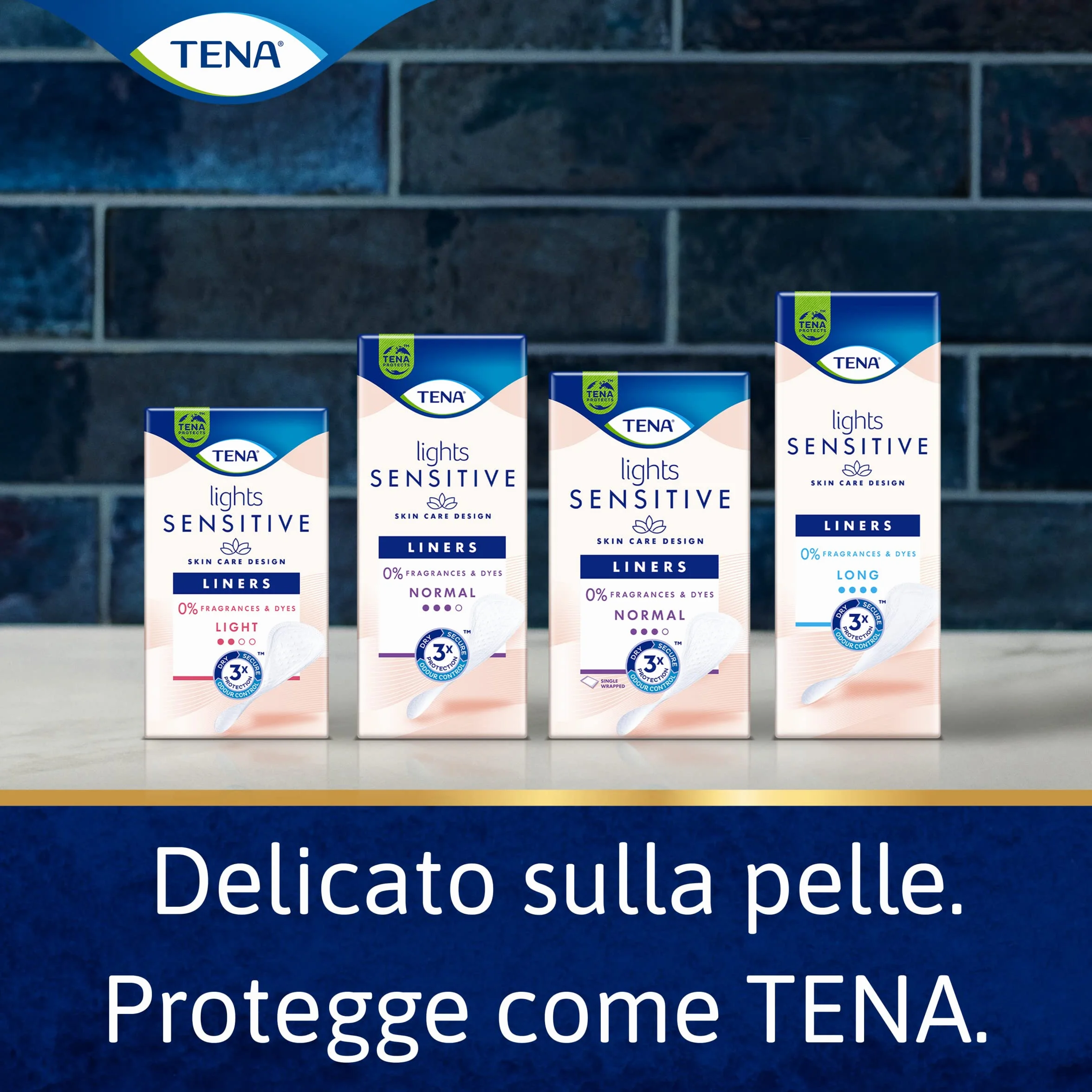 TENA Lights Sensitive Proteggi-slip lungo, pacco scorta mensile, 6x20 pezzi