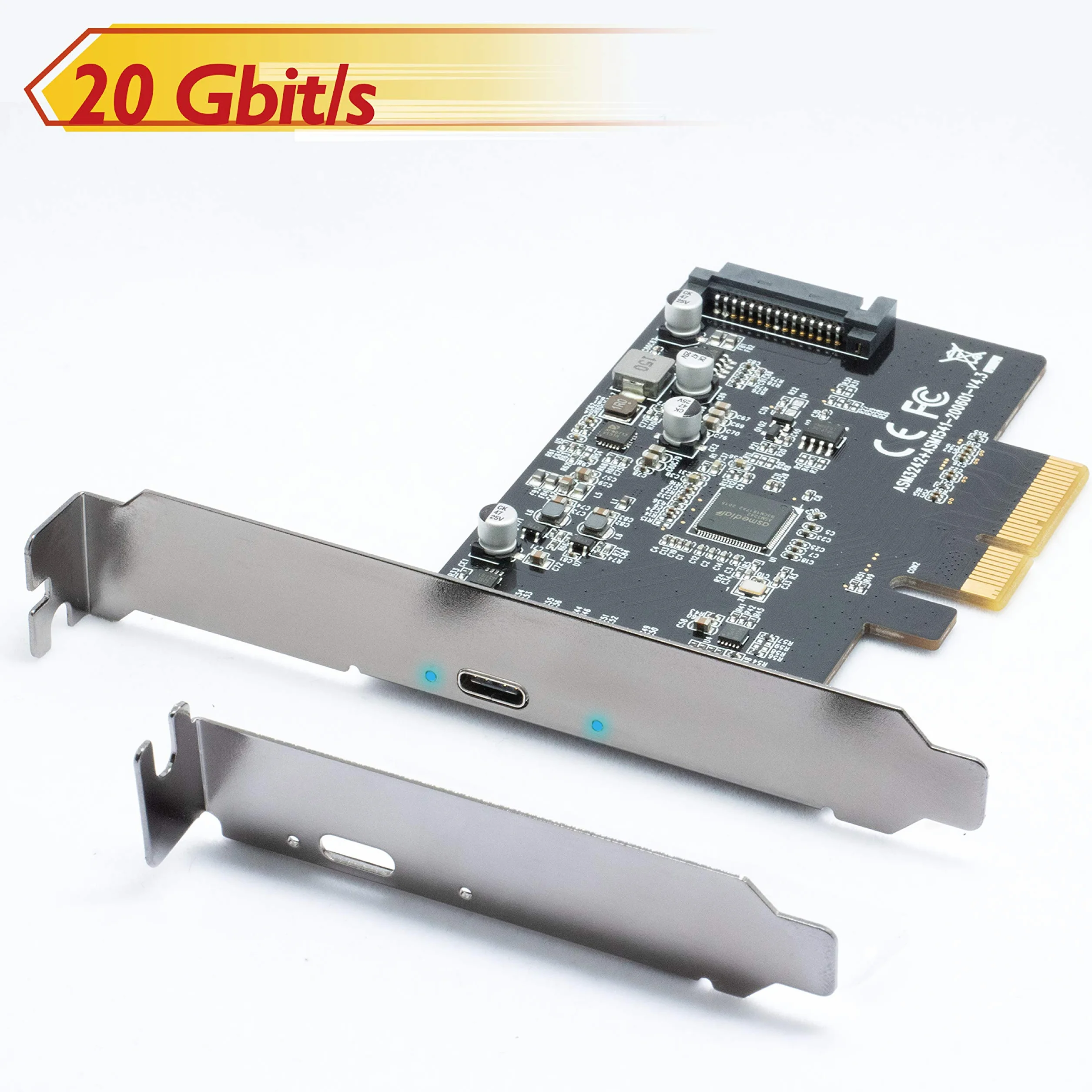 ICY BOX Scheda USB 3.2 con Porta USB 3.2 Gen 2x2 (20 Gbit/s), USB-C, Installabile in Slot PCIe, IB-PCI1901-C32