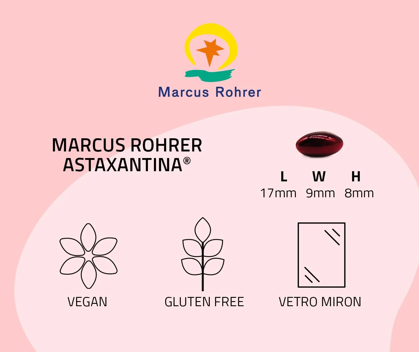 Marcus Rohrer Astaxantina Integratore Alimentare Antiossidante Protezione UV 30 Softgel