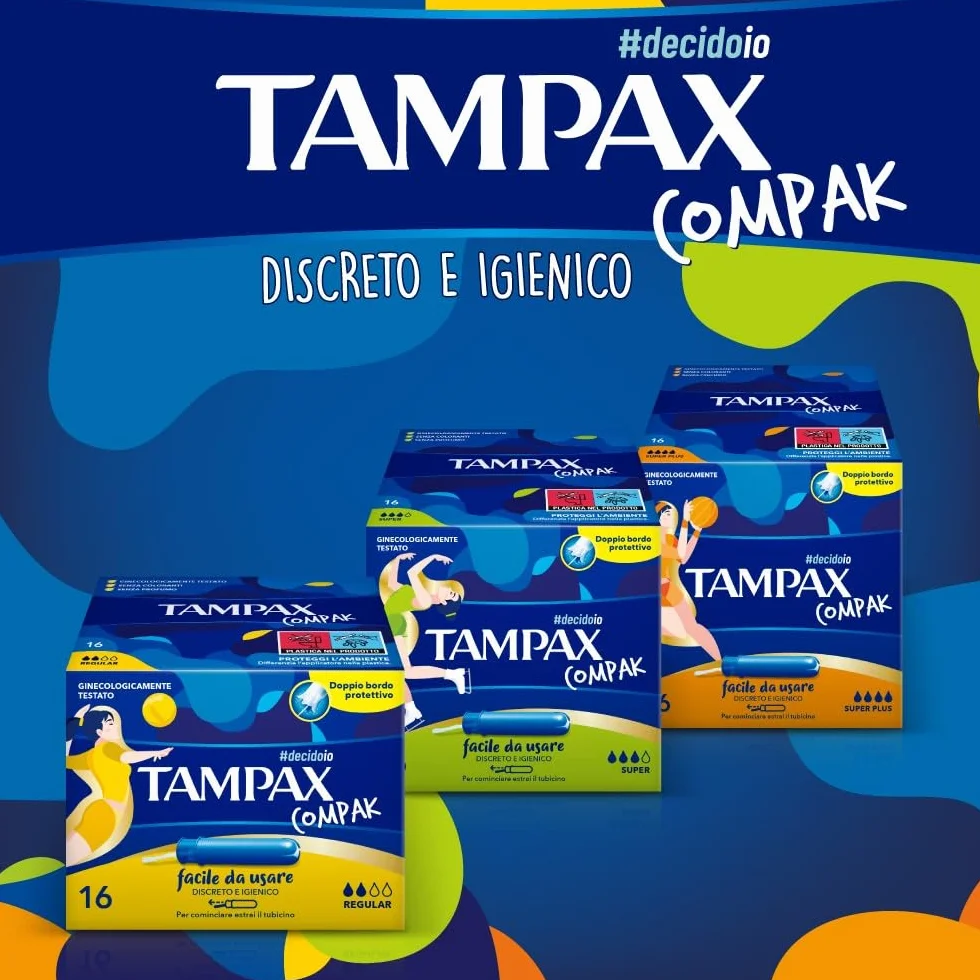 TAMPAX COMPAK super 24 Assorbenti Interni Tascabili con Applicatore in Plastica